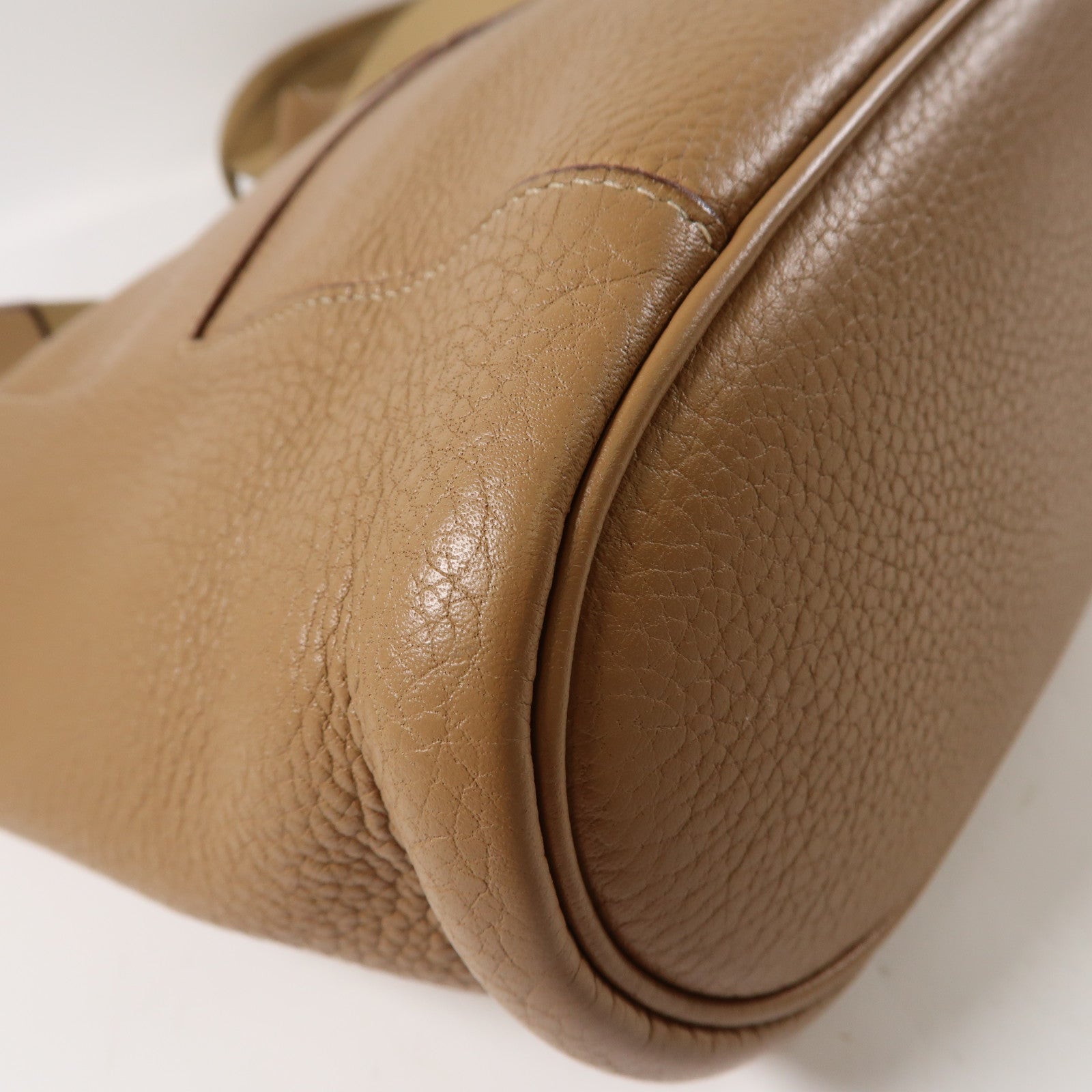 HERMES Clemence皮革Shoulder Bag銀扣肩背袋駝色