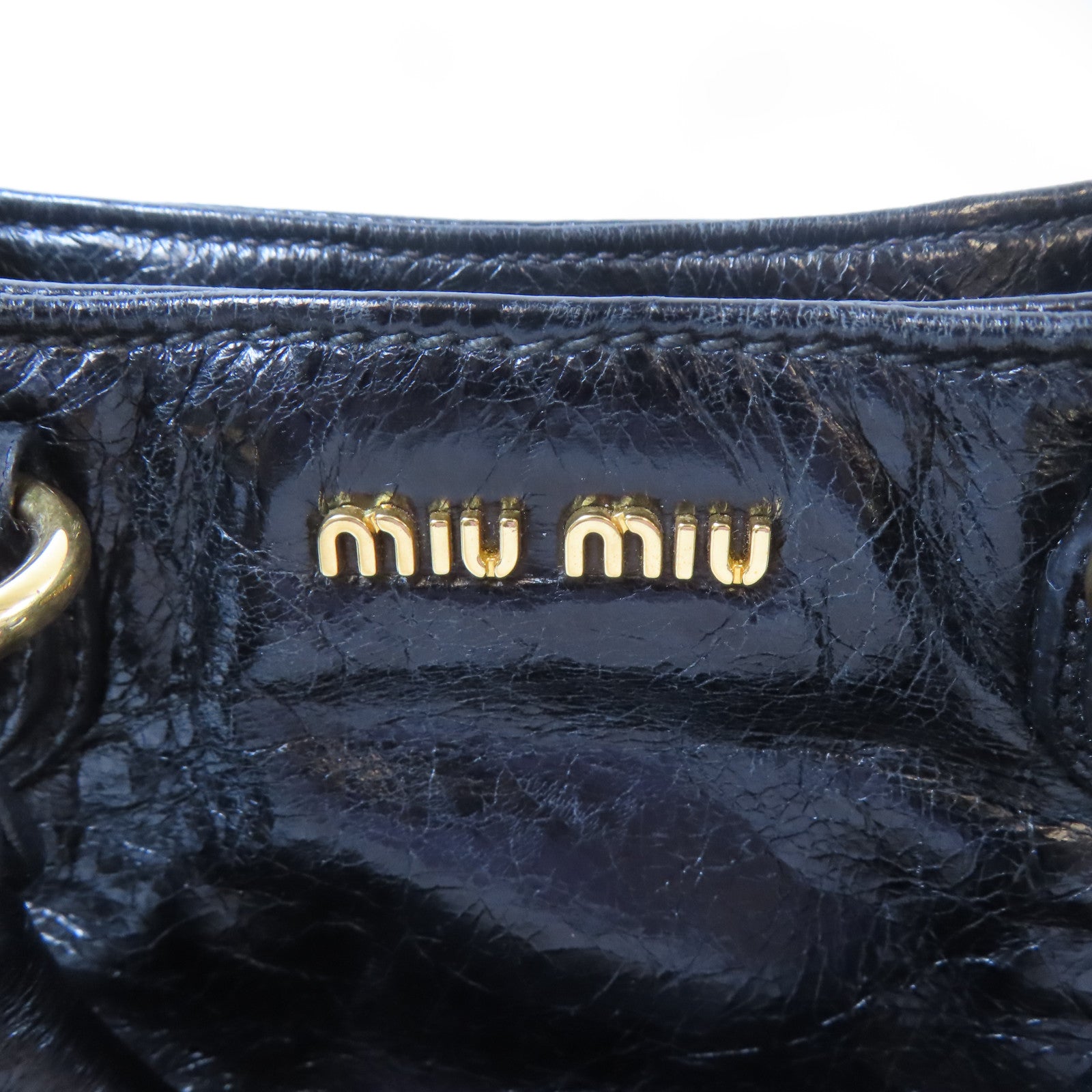 Miu Miu 牛皮皮革2way Shoulder Bag金扣手挽鏈帶肩背兩用袋黑色