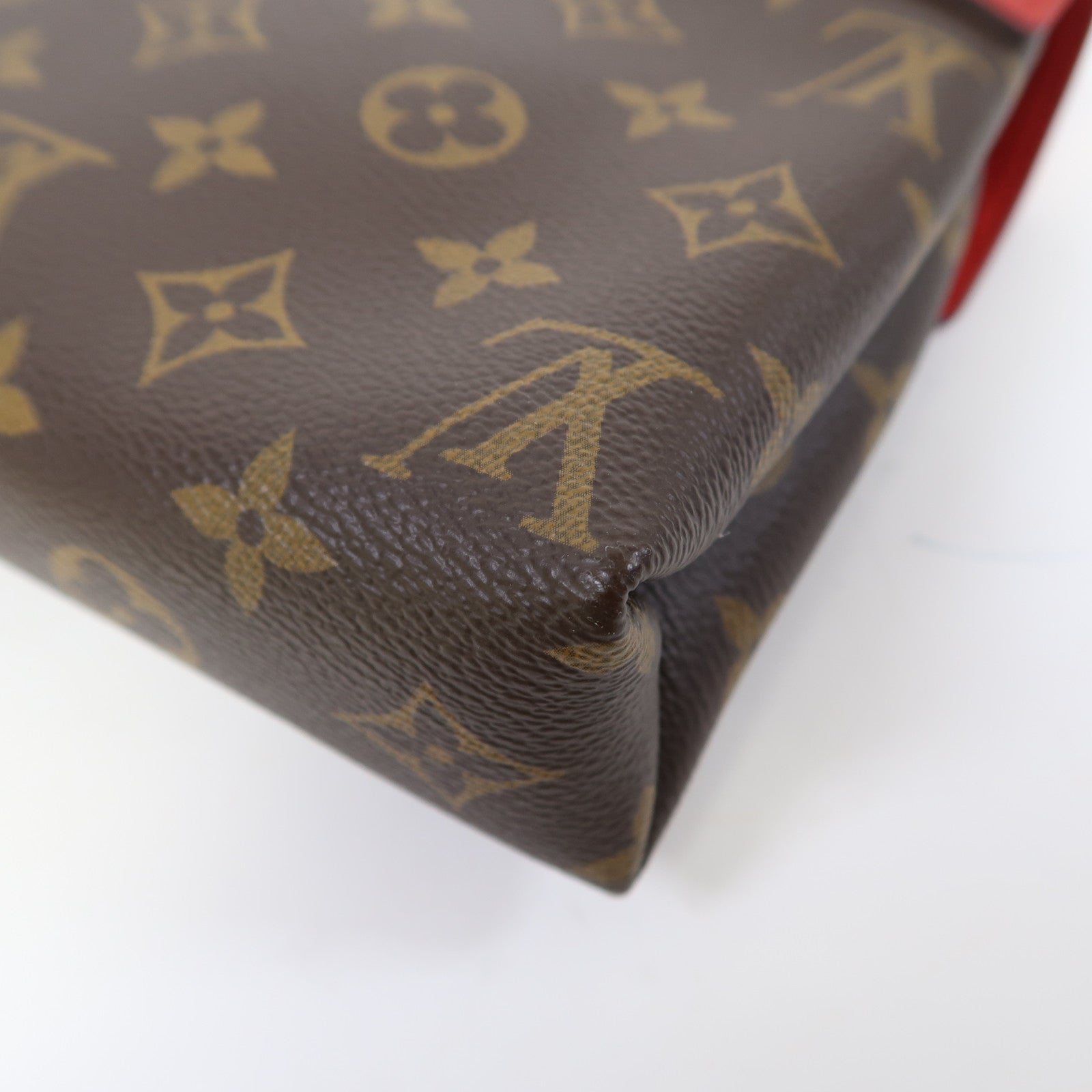 LOUIS VUITTON Monogram Pallas Chain Bag金扣鏈帶肩背袋紅色/啡色