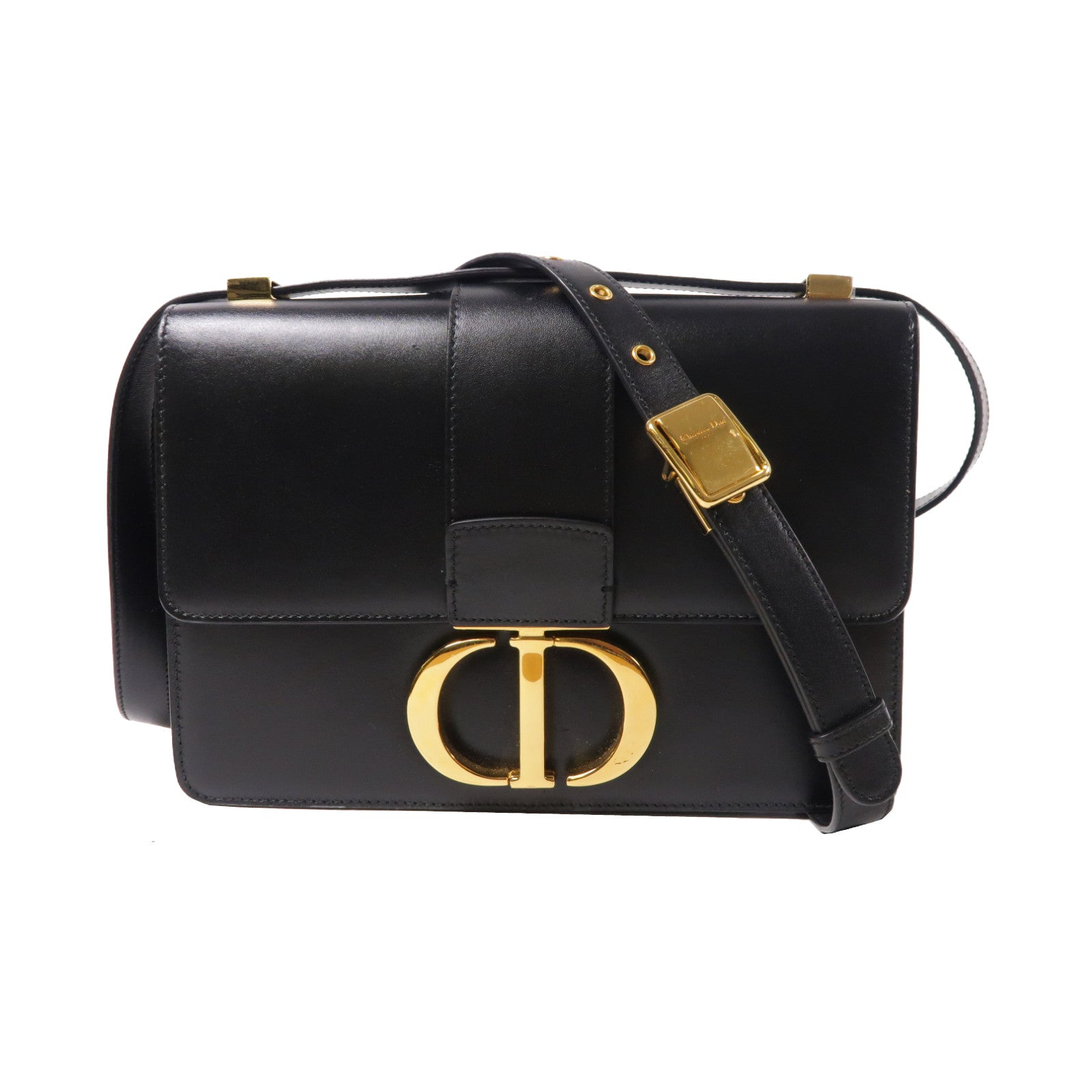 Dior 牛皮皮革Montaigne金扣肩背袋黑色