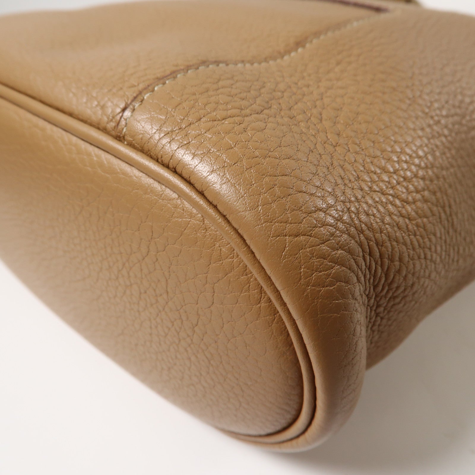 HERMES Clemence皮革Shoulder Bag銀扣肩背袋駝色