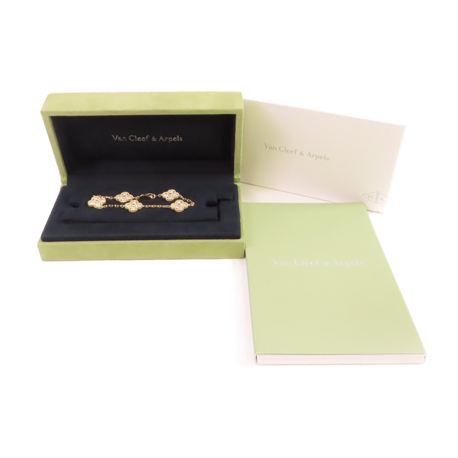 Van Cleef & Arpels 【激減優惠】18K黃金/2.42ct鑽石Vintage Alhambra 5 Motifs Bracelet手鏈