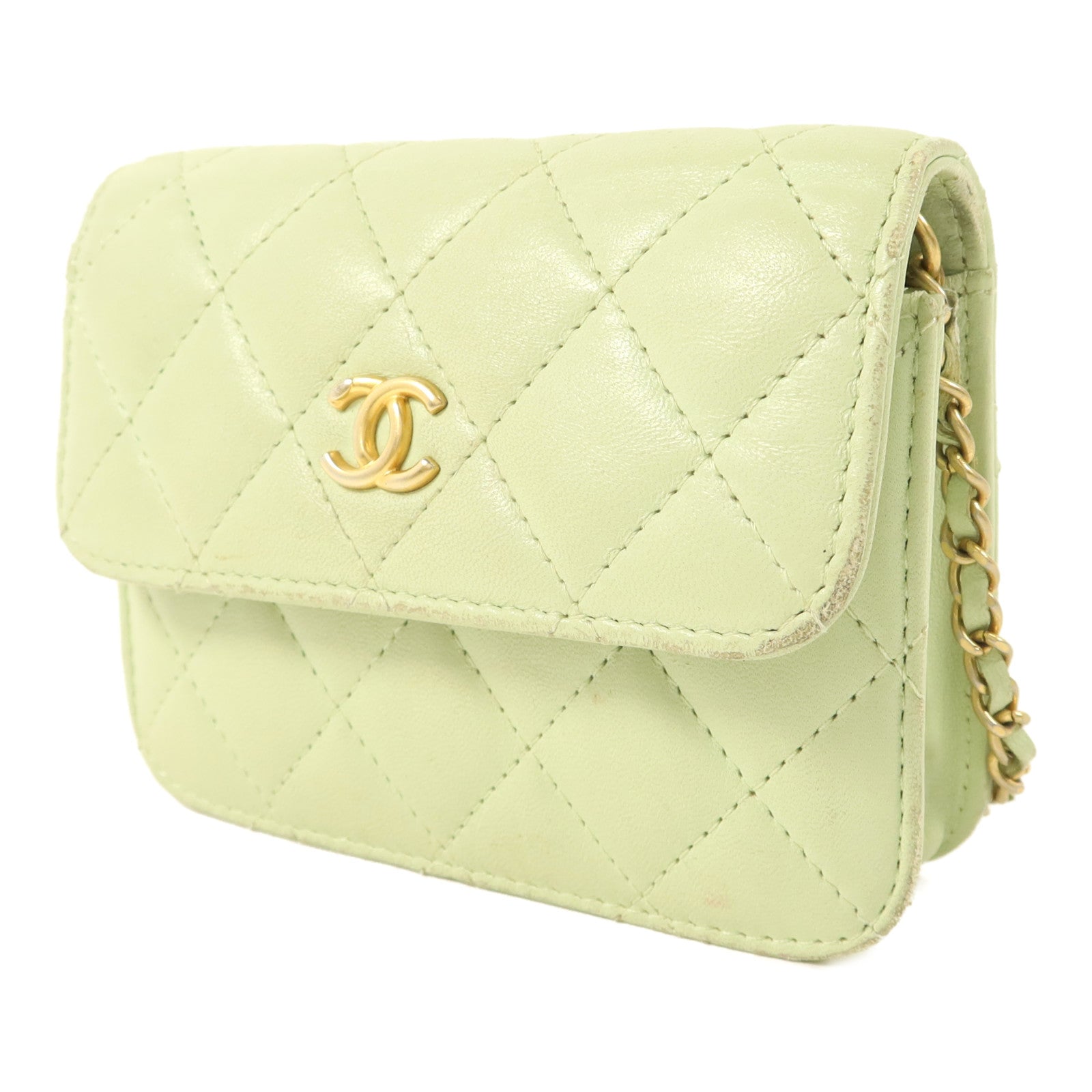 CHANEL 羊皮皮革Pearl Crush Mini Flap Bag鏈帶肩背袋