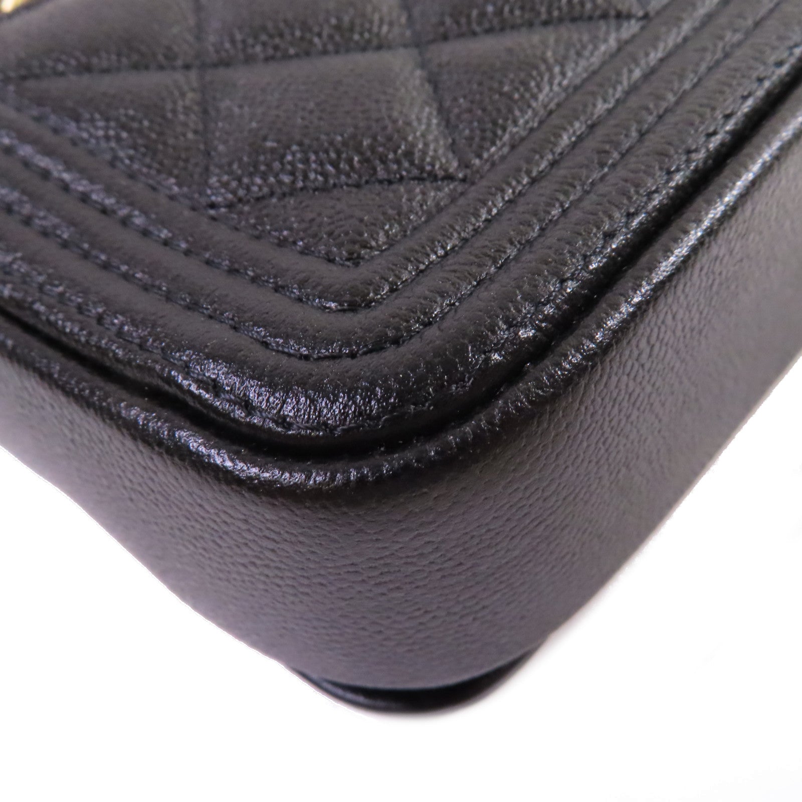 CHANEL 【激減優惠】菱格Caviar皮革Chain Shoulder Bag金扣鏈帶肩背袋黑色