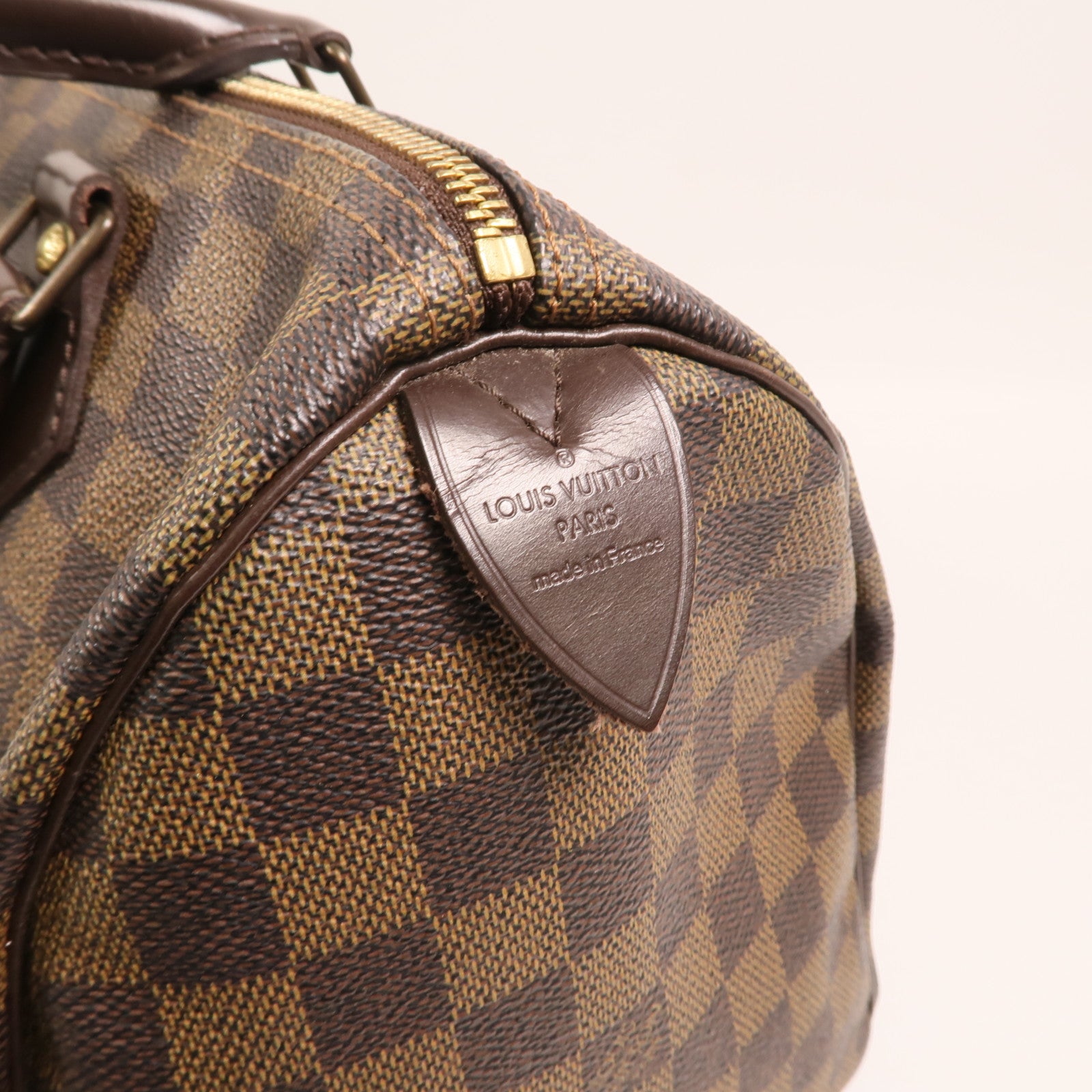 LOUIS VUITTON Damier Speedy 30金扣手挽袋