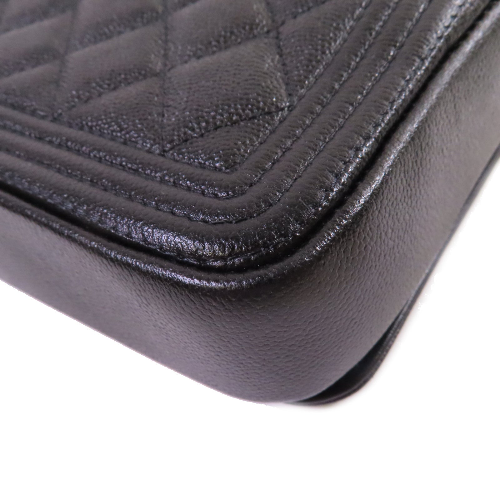 CHANEL 【激減優惠】菱格Caviar皮革Chain Shoulder Bag金扣鏈帶肩背袋黑色