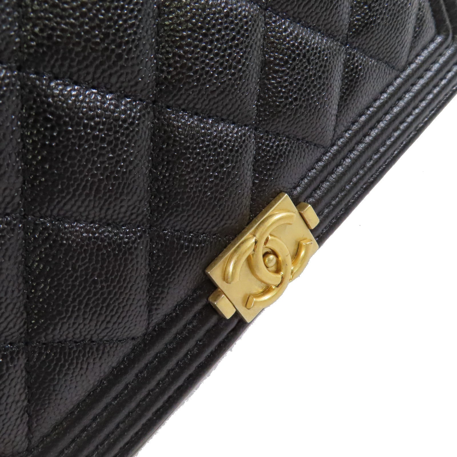 CHANEL 【激減優惠】菱格Caviar皮革Chain Shoulder Bag金扣鏈帶肩背袋黑色