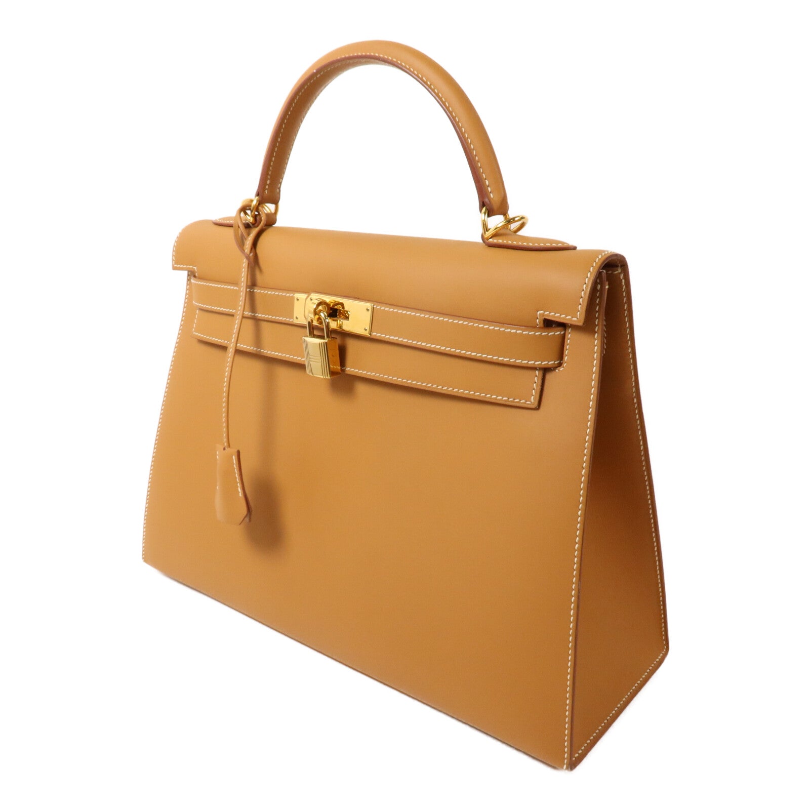 HERMES Box Calf皮革Kelly 32手挽肩背兩用袋Gold