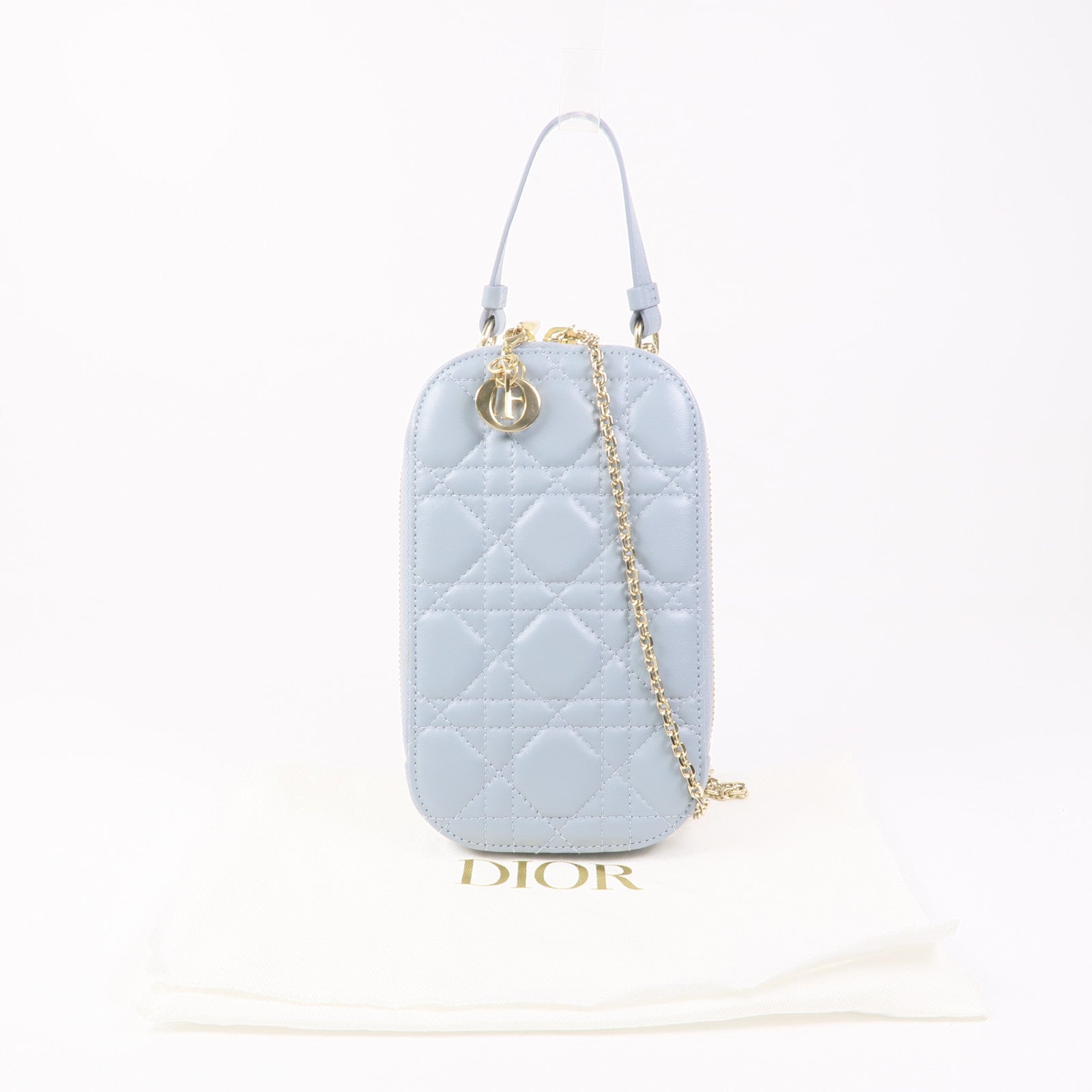 Dior 【激減優惠】羊皮皮革Lady Dior Call'in Dior金扣手機袋
