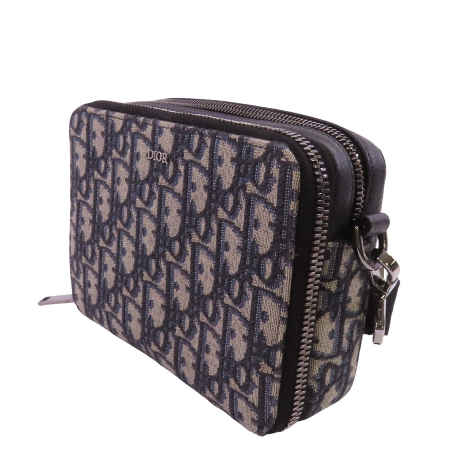 Dior Obriqur帆布Zipped Pouch With Strap銀扣肩背袋