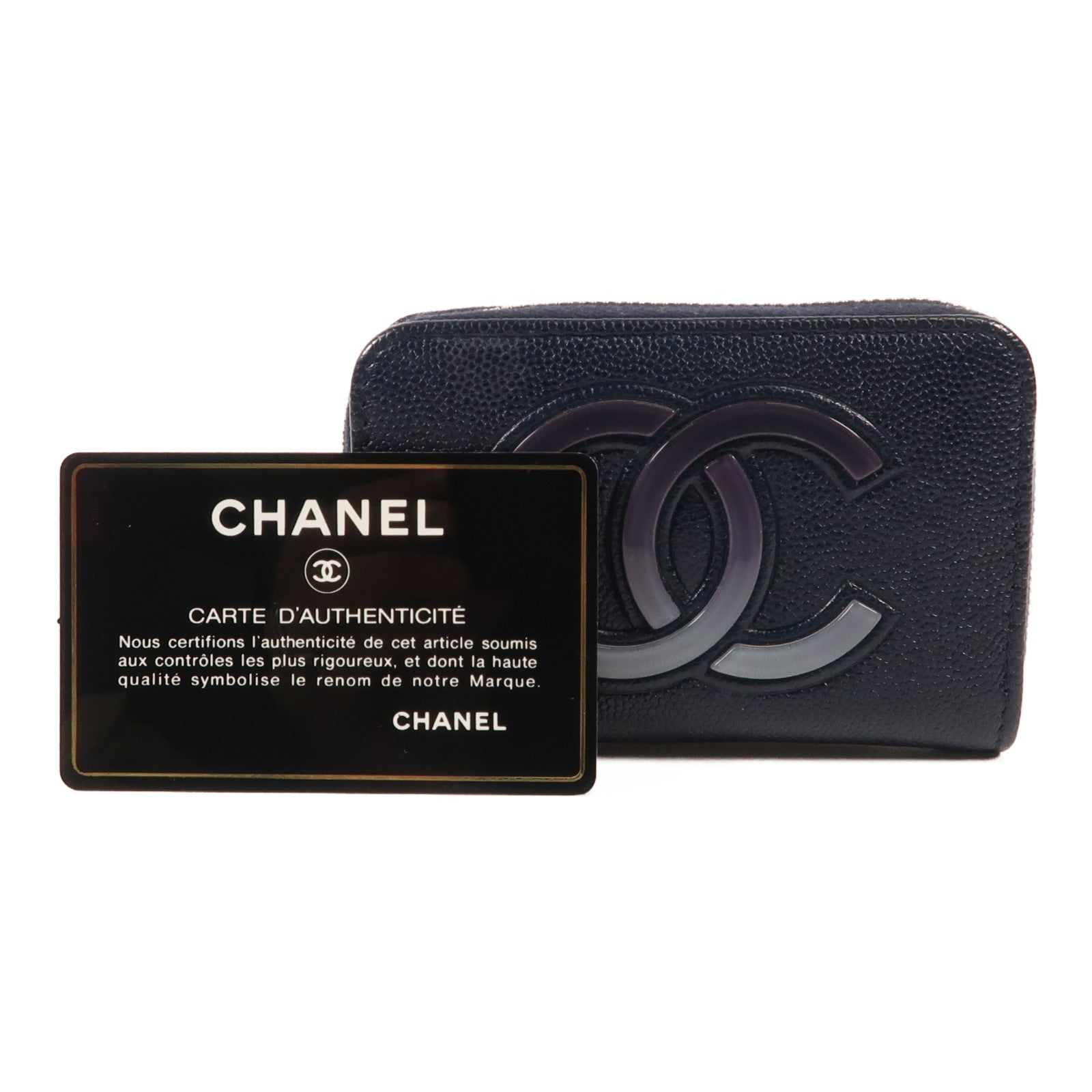 CHANEL 牛皮皮革Card Case銀扣卡片套