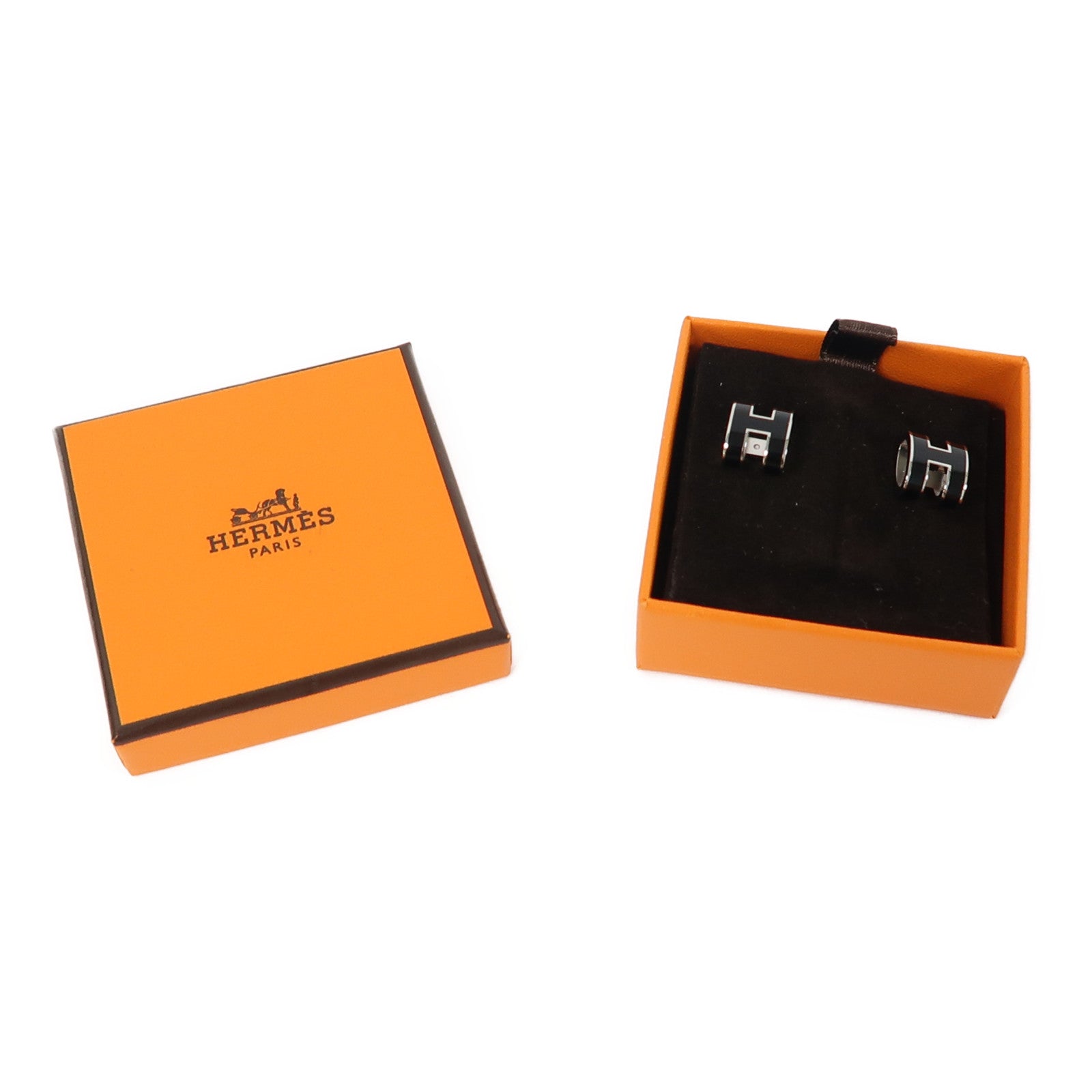 HERMES 金屬Pop H Earrings耳環黑色