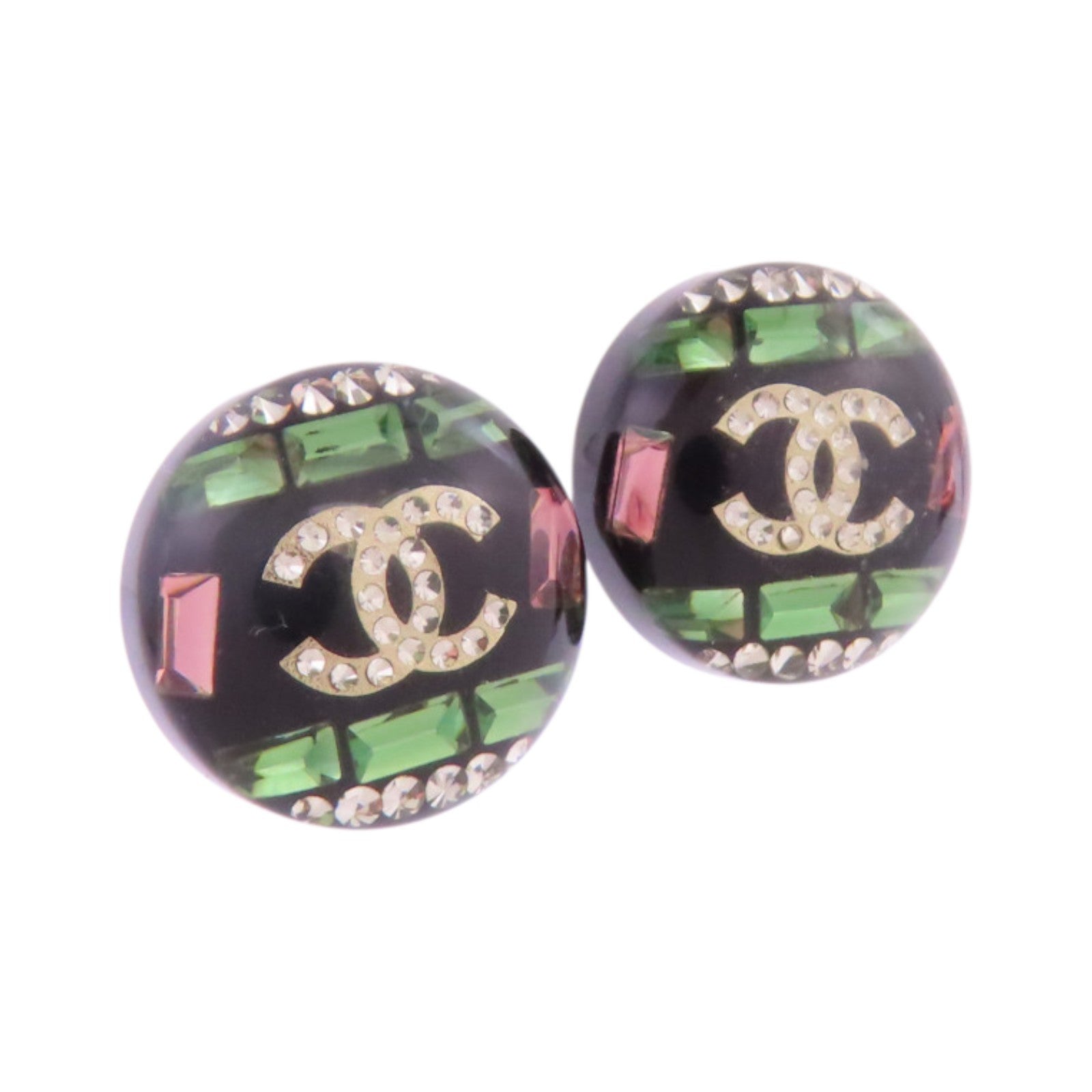 CHANEL 金屬/PVC/水鑽Earrings金扣耳環