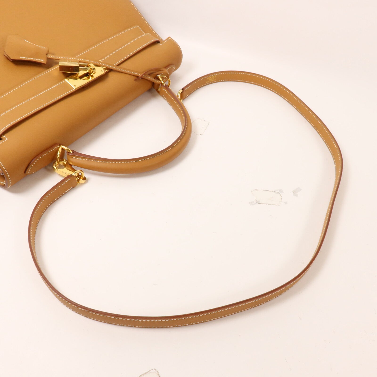 HERMES Box Calf皮革Kelly 32手挽肩背兩用袋Gold