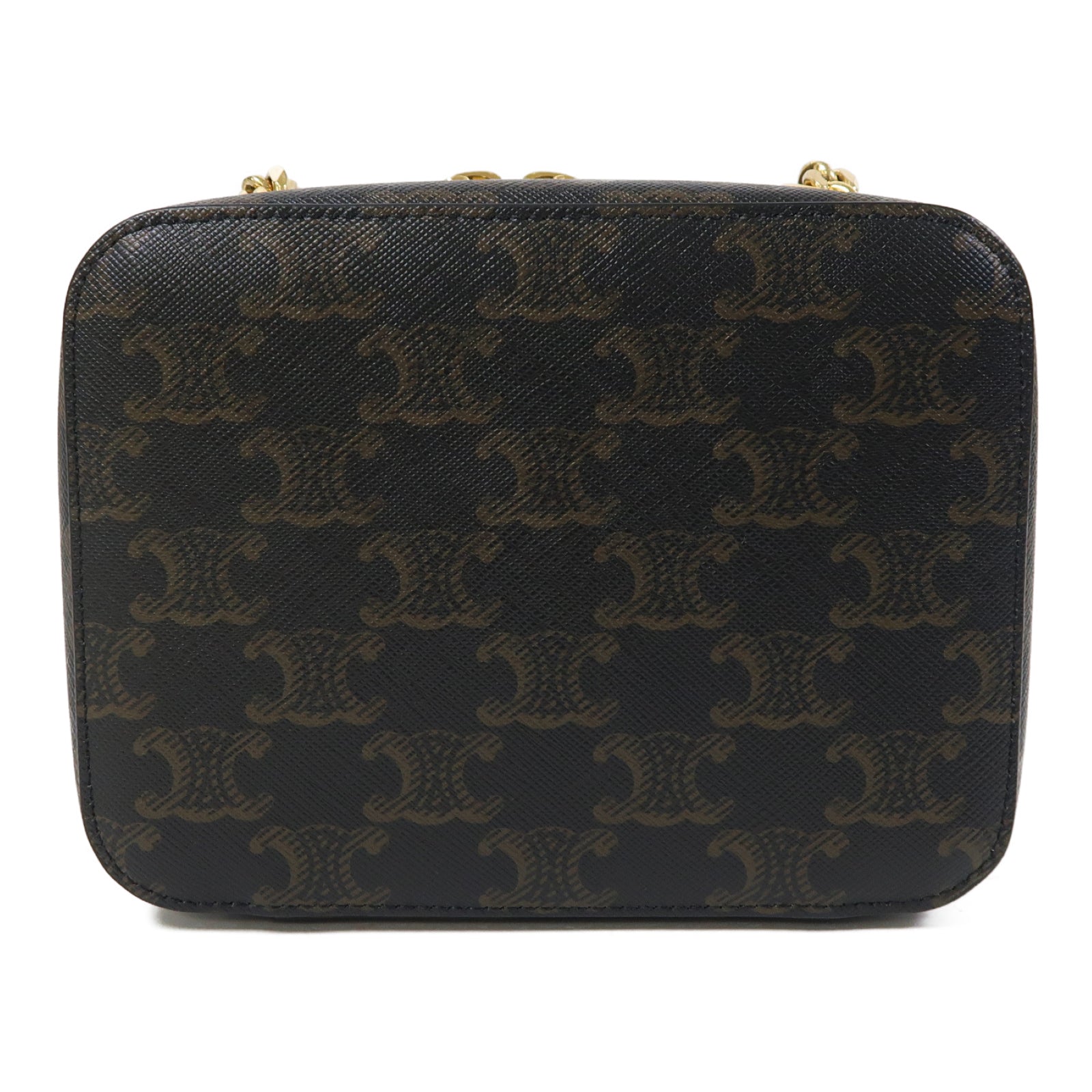 CELINE 塗層帆布Triomphe Bag金扣鏈帶肩背袋啡色