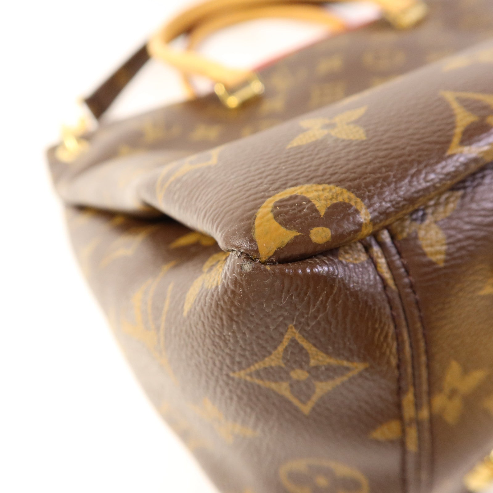 LOUIS VUITTON Monogram Pallas金扣手挽肩背兩用袋棕色/紅色
