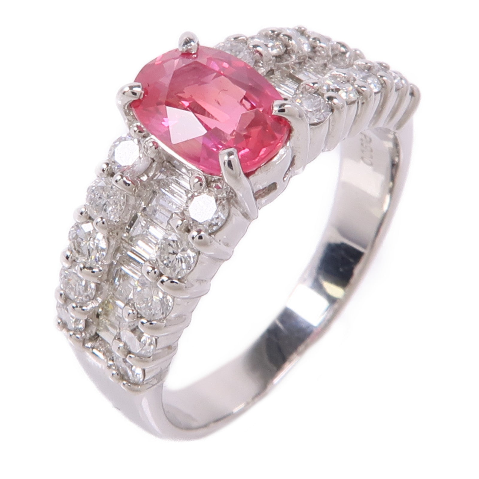 JEWELRY 【激減優惠】PT900鉑金Ruby/Diamond Ring紅寶石/鑽石戒指US#6.5