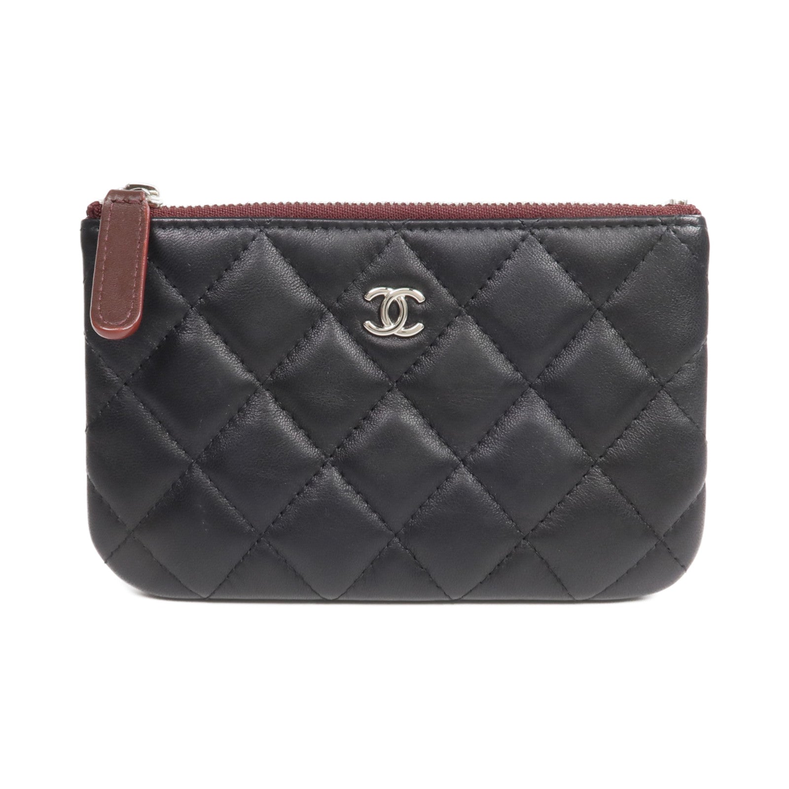 CHANEL 羊皮皮革Mini Pouch銀扣手拿包