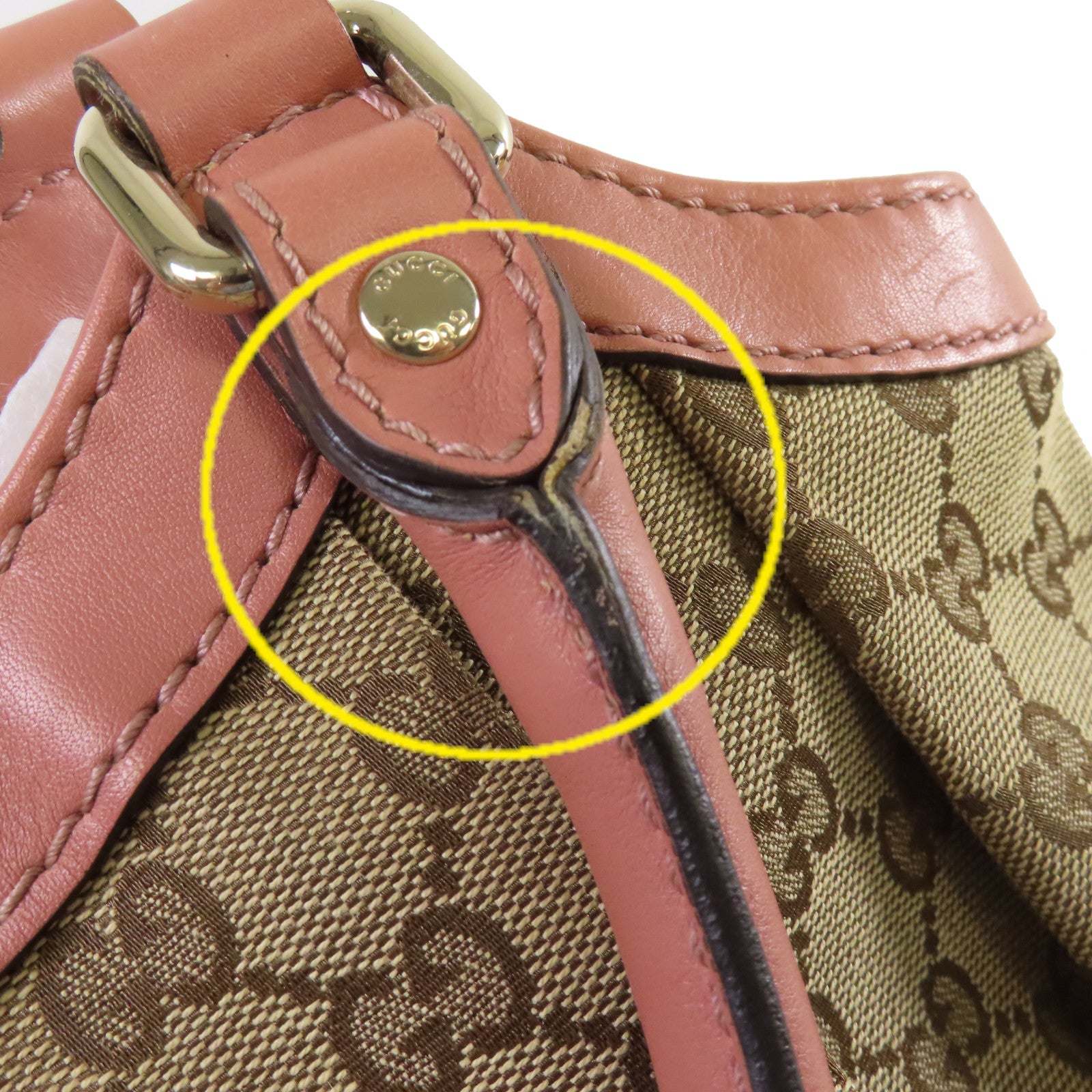 GUCCI 【激減優惠】GG帆布Sukey Tote Bag金扣肩背袋啡色/粉紅色