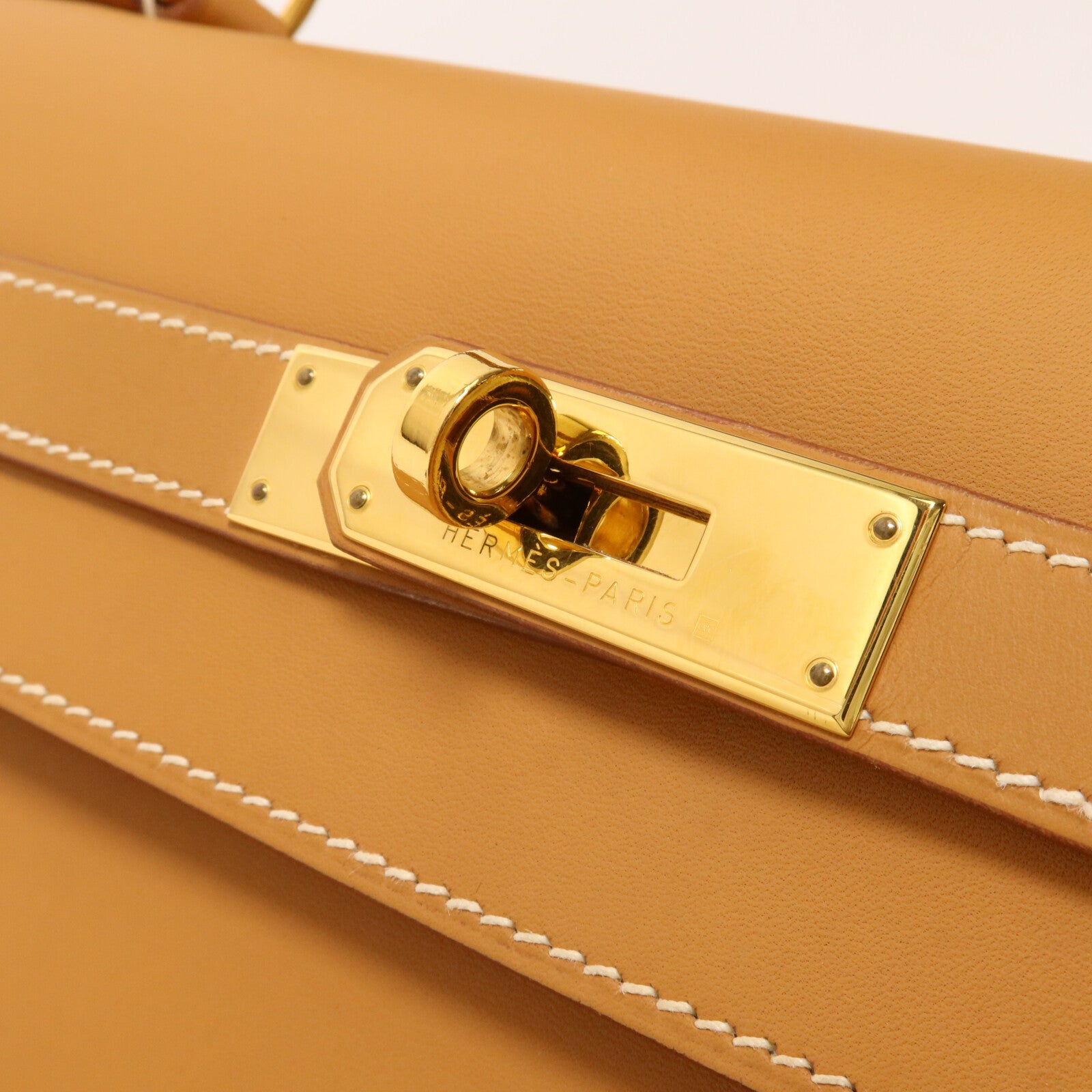 HERMES Box Calf皮革Kelly 32手挽肩背兩用袋Gold
