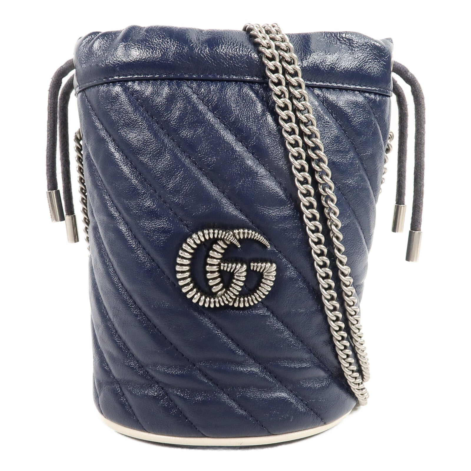 GUCCI 牛皮皮革GG Marmont Bucket鏈帶肩背袋