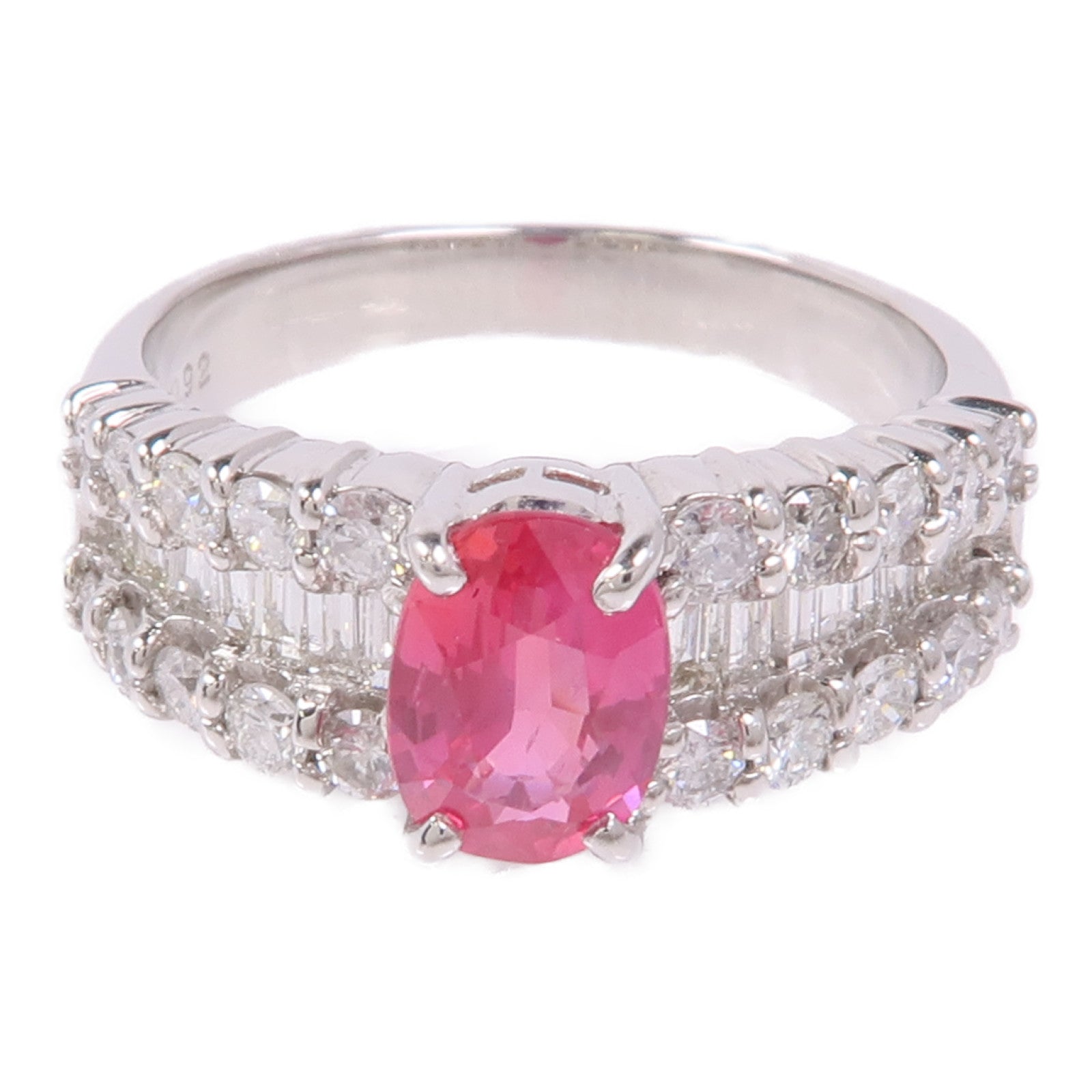 JEWELRY 【激減優惠】PT900鉑金Ruby/Diamond Ring紅寶石/鑽石戒指US#6.5