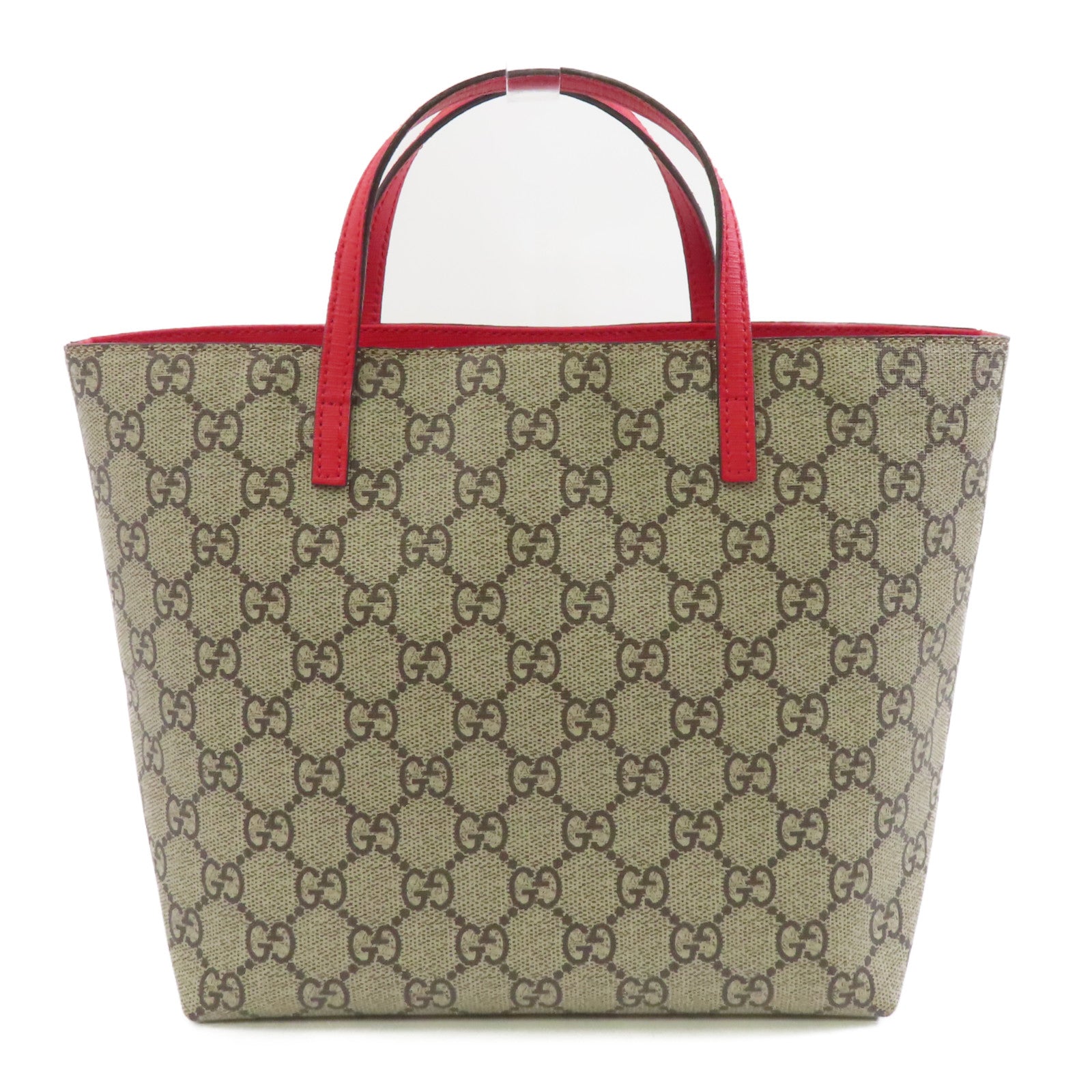 GUCCI 塗層帆布Yuko Higuchi Handbag銀扣手挽袋啡色/紅色