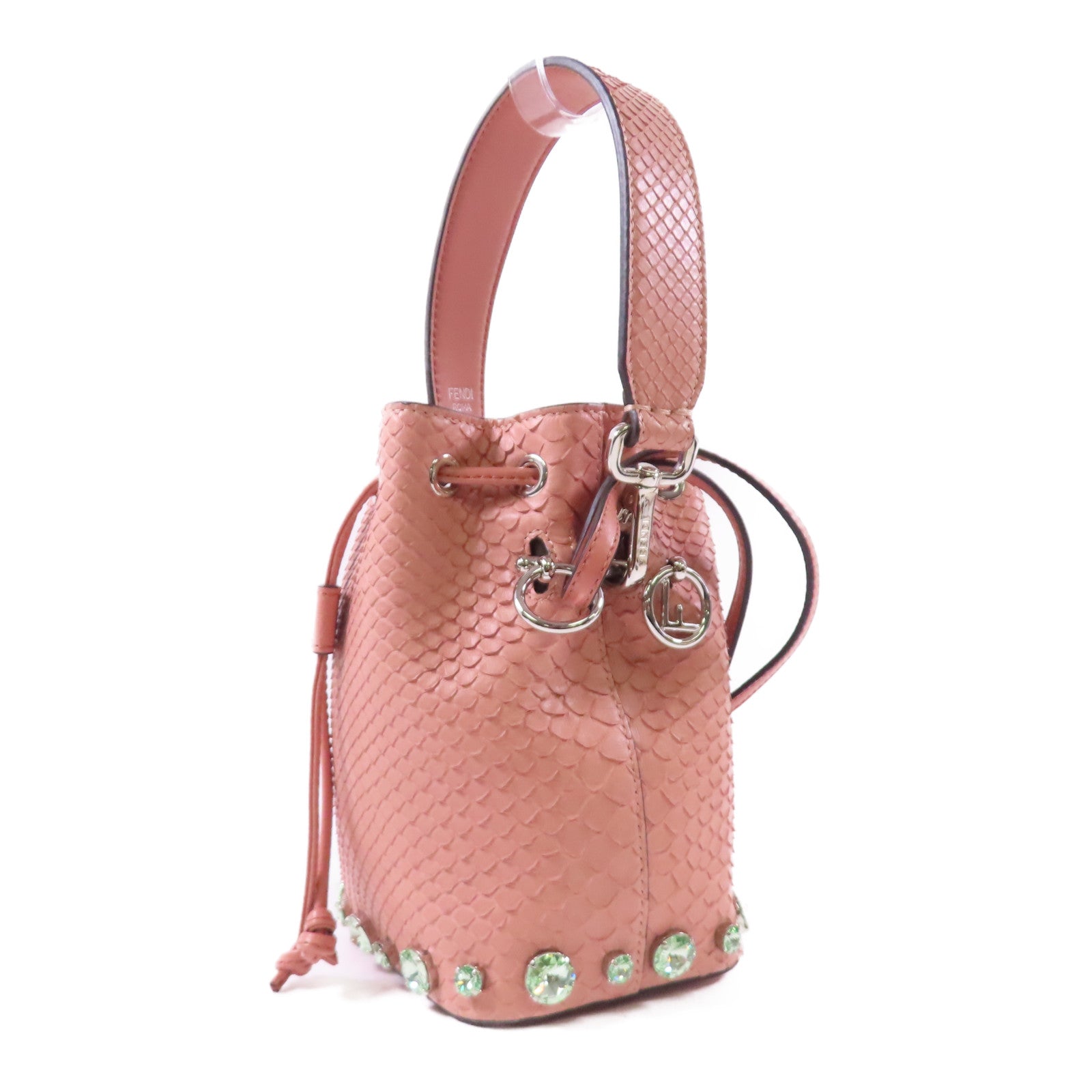 FENDI 蛇皮皮革Mon Tresor銀扣手挽肩背兩用袋