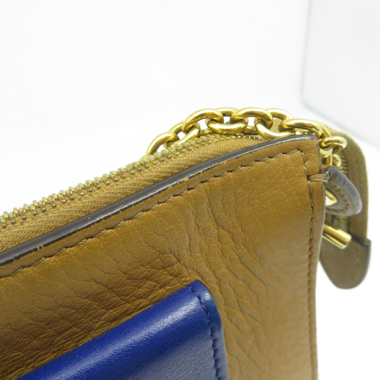 CELINE 【清倉大減價】牛皮皮革Envelope Chain Shoulder金扣鏈帶肩背袋啡色/藍色/白色