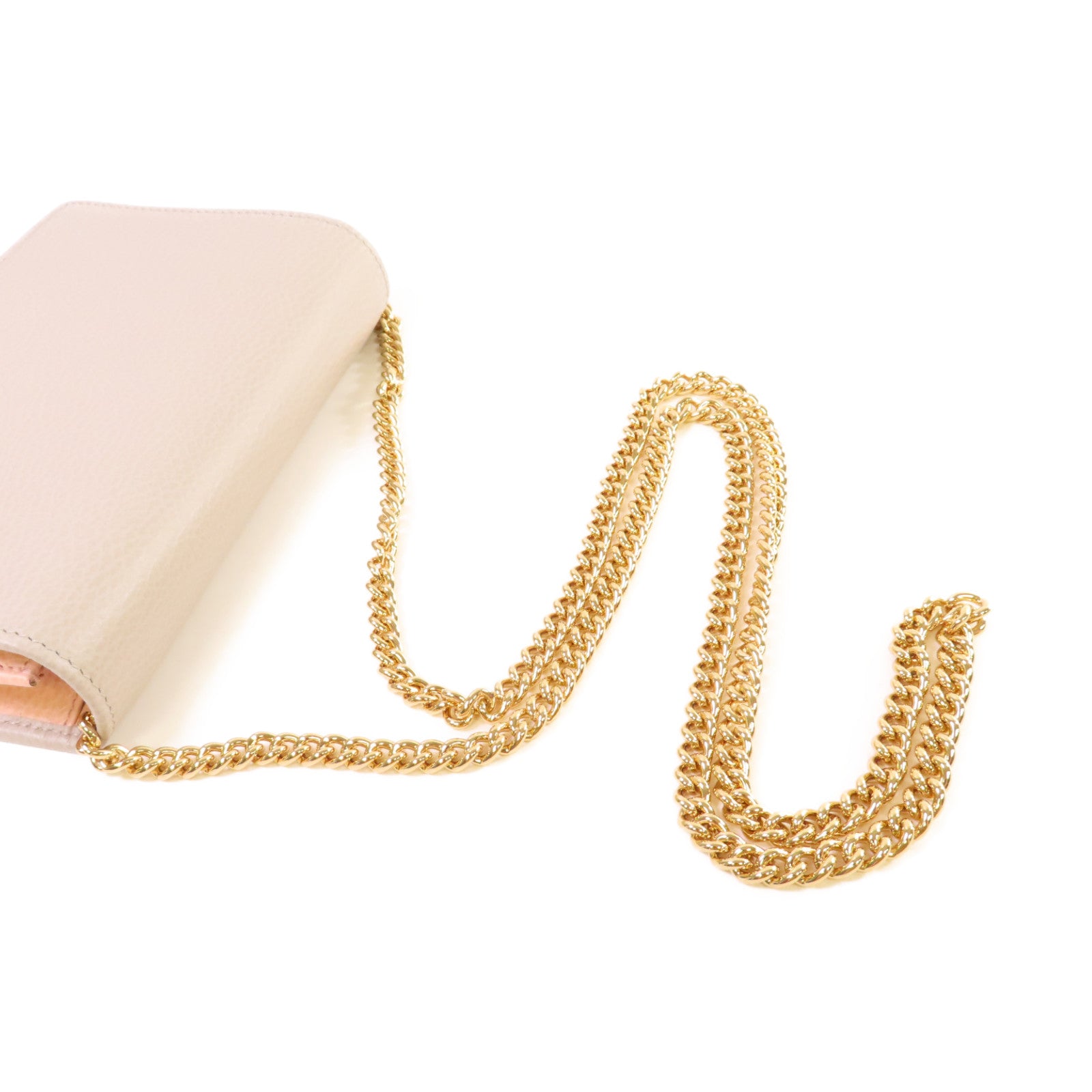 GUCCI 牛皮皮革GG Marmont Mini Chain Bag金扣鏈帶肩背袋灰色/粉紅色