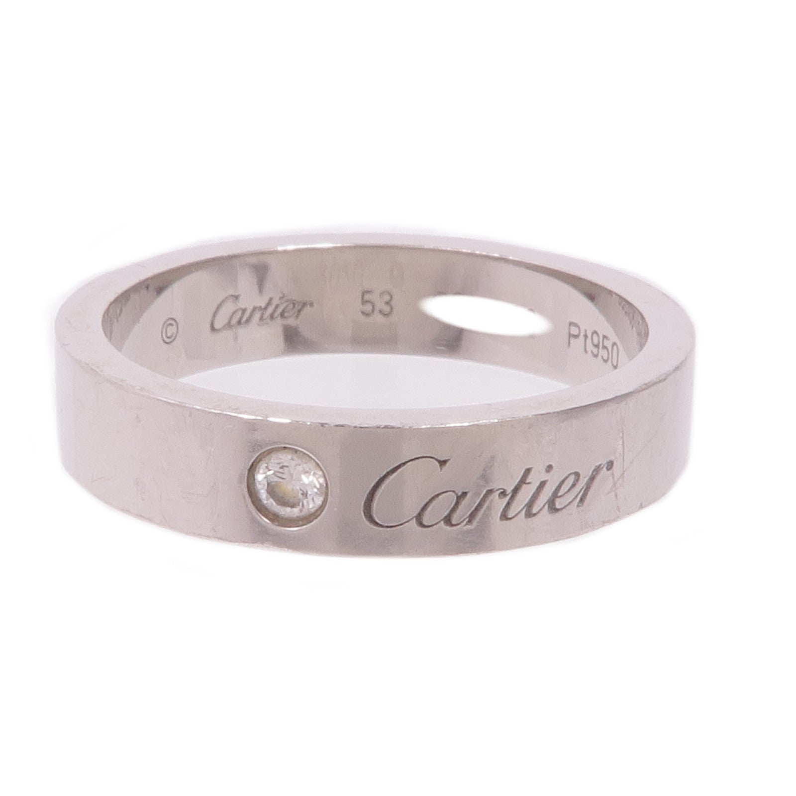 CARTIER PT950鉑金C de Cartier Wedding Band鑽石戒指Cartier#53/US#6.5