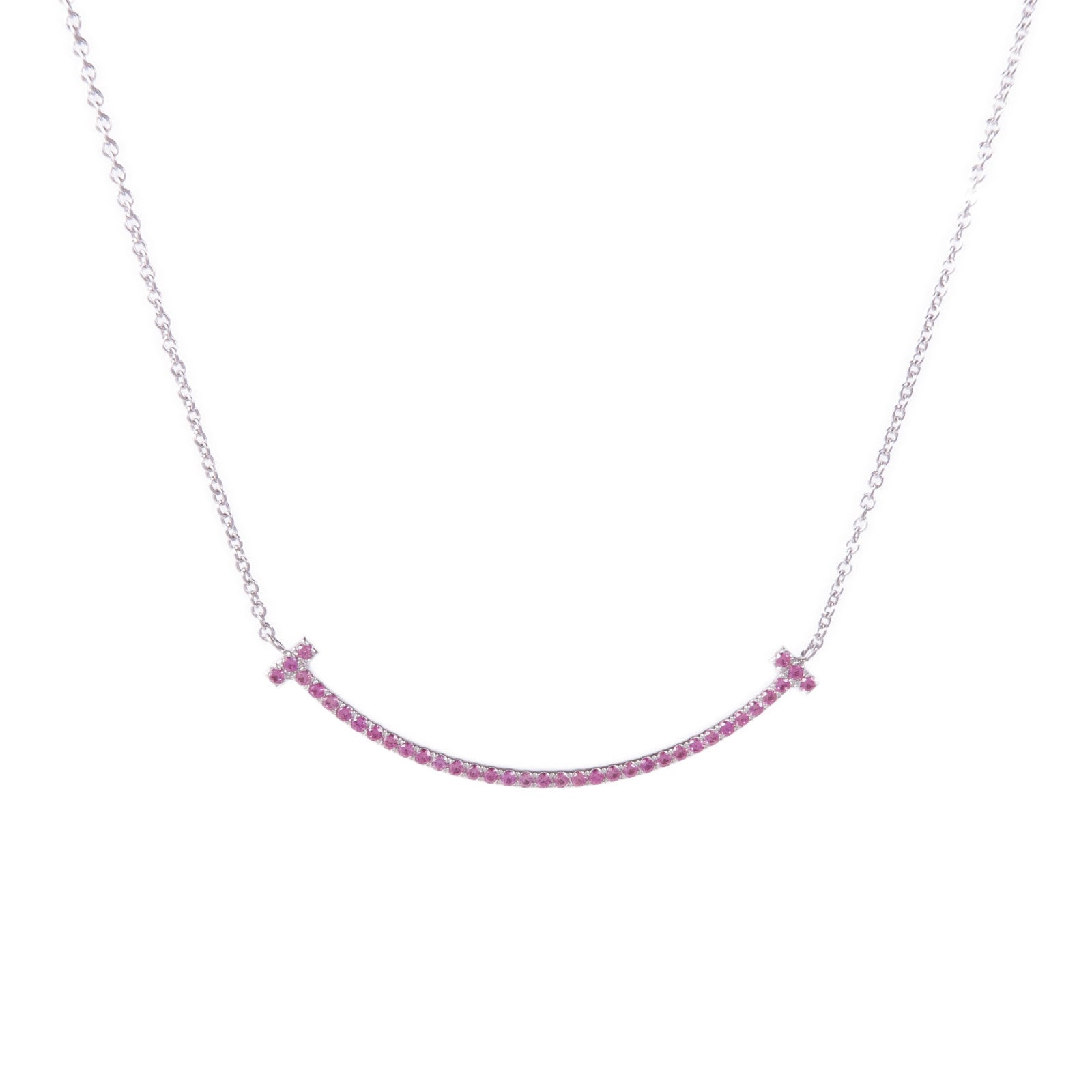 TIFFANY＆CO 【激減優惠】18K白金T Smile Pink Sapphire Necklace粉紅藍寶石項鍊