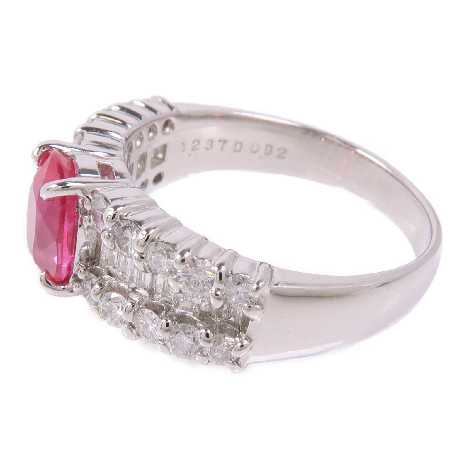 JEWELRY 【激減優惠】PT900鉑金Ruby/Diamond Ring紅寶石/鑽石戒指US#6.5