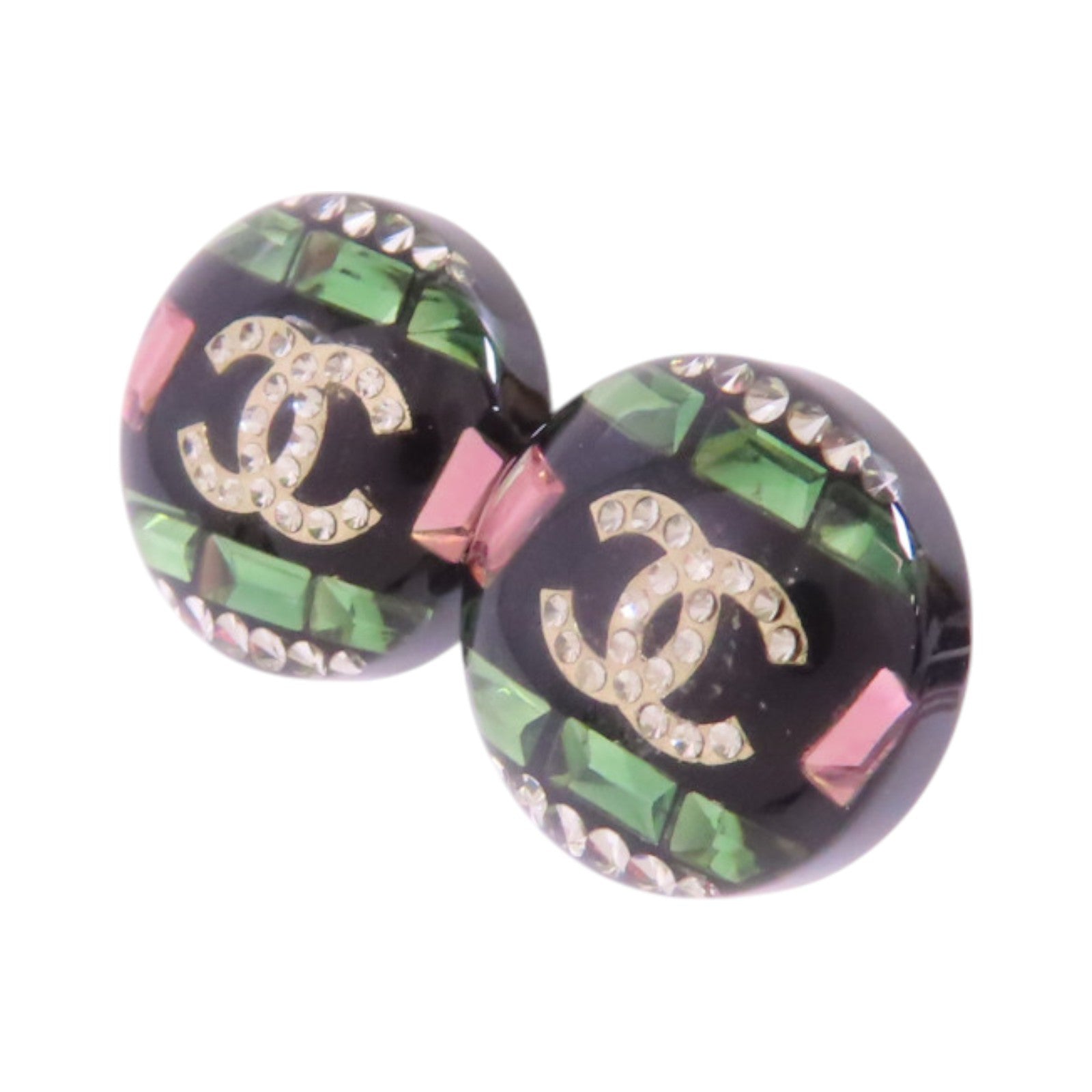 CHANEL 金屬/PVC/水鑽Earrings金扣耳環