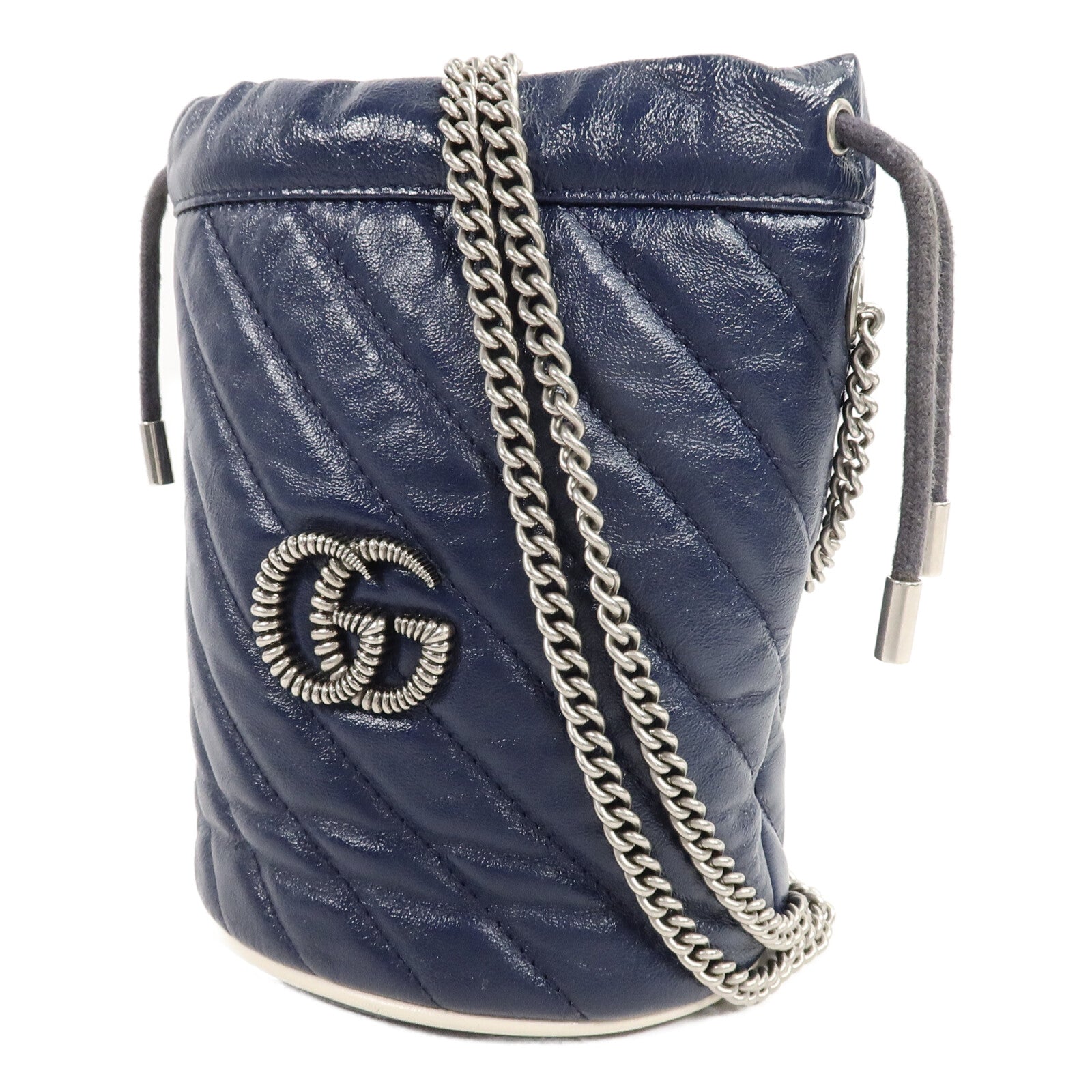 GUCCI 牛皮皮革GG Marmont Bucket鏈帶肩背袋