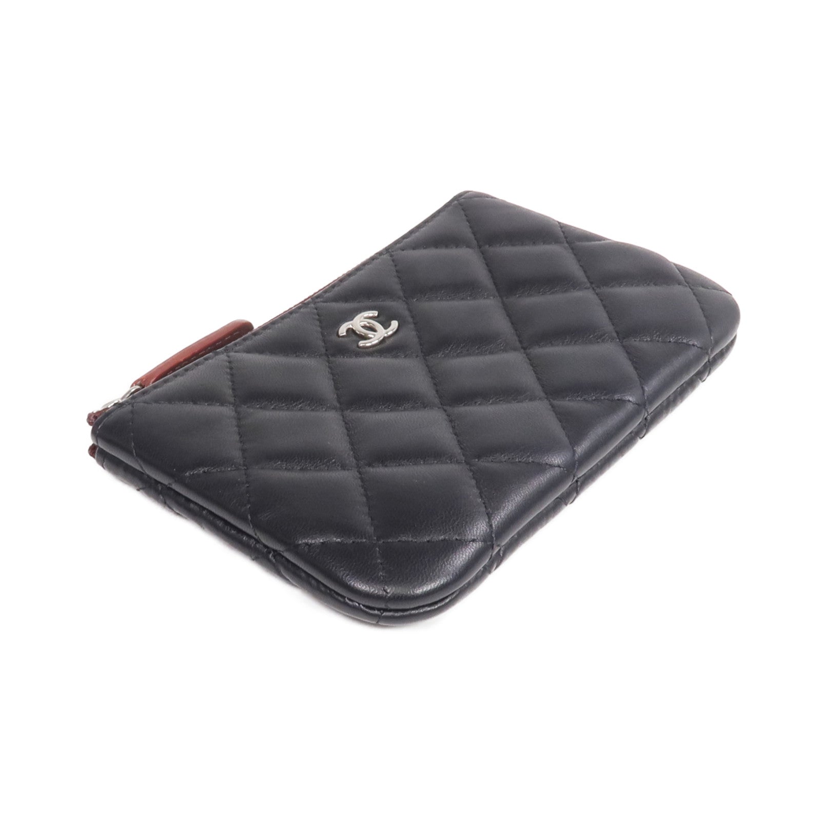 CHANEL 羊皮皮革Mini Pouch銀扣手拿包