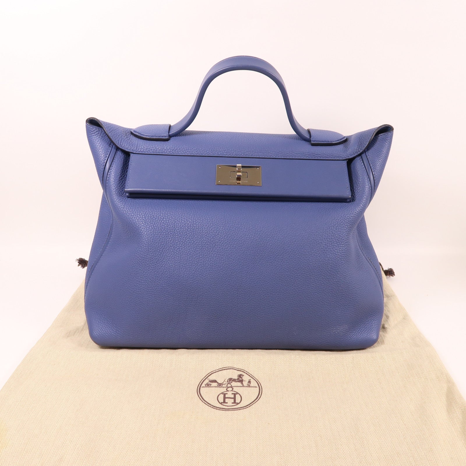 HERMES Togo皮革/Swift皮革24/24銀扣手挽袋