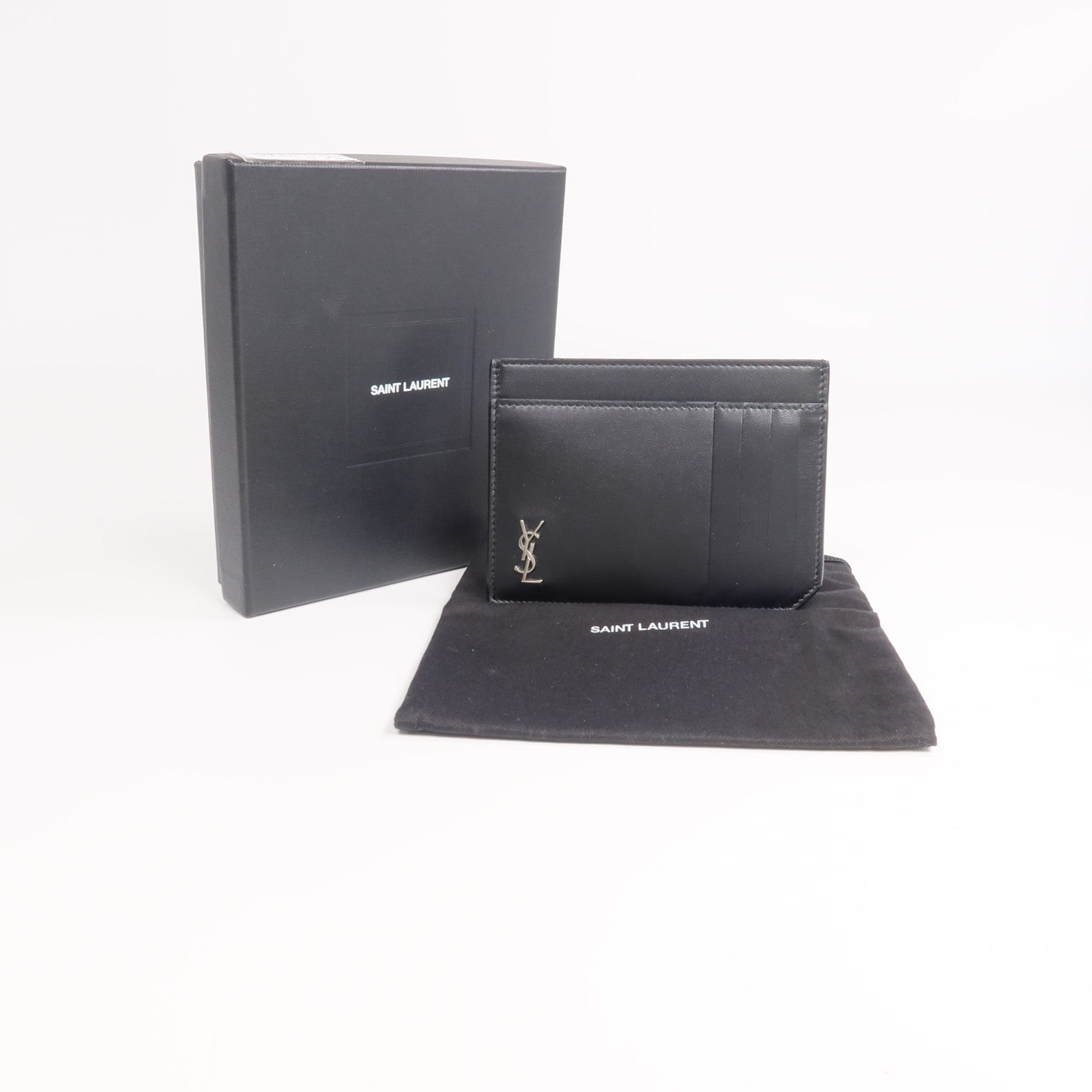 SAINT LAURENT 牛皮皮革Card Case銀扣卡片套