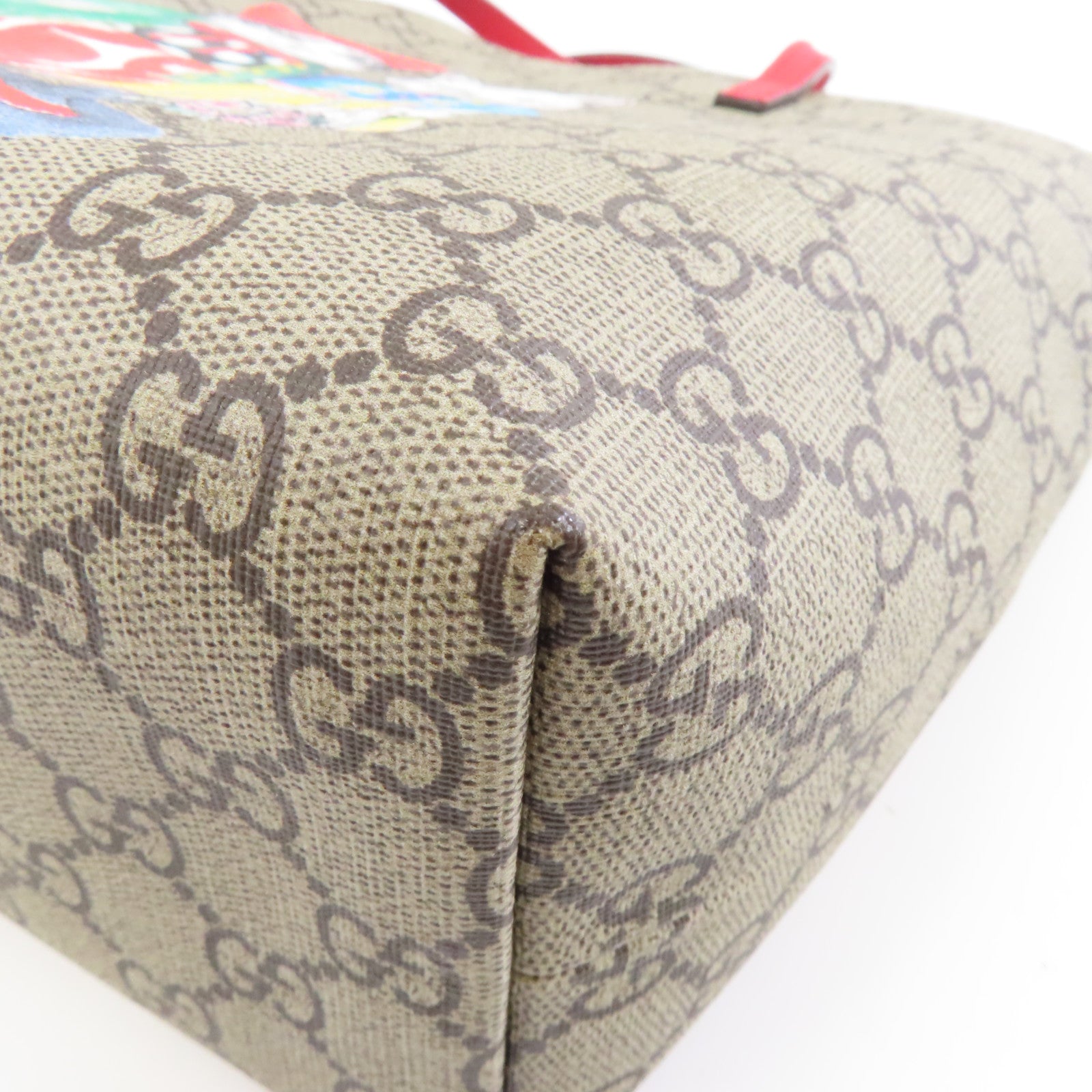 GUCCI 塗層帆布Yuko Higuchi Handbag銀扣手挽袋啡色/紅色