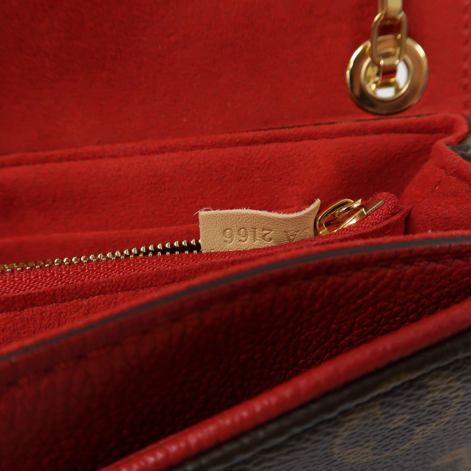 LOUIS VUITTON Monogram Pallas Chain Bag金扣鏈帶肩背袋紅色/啡色