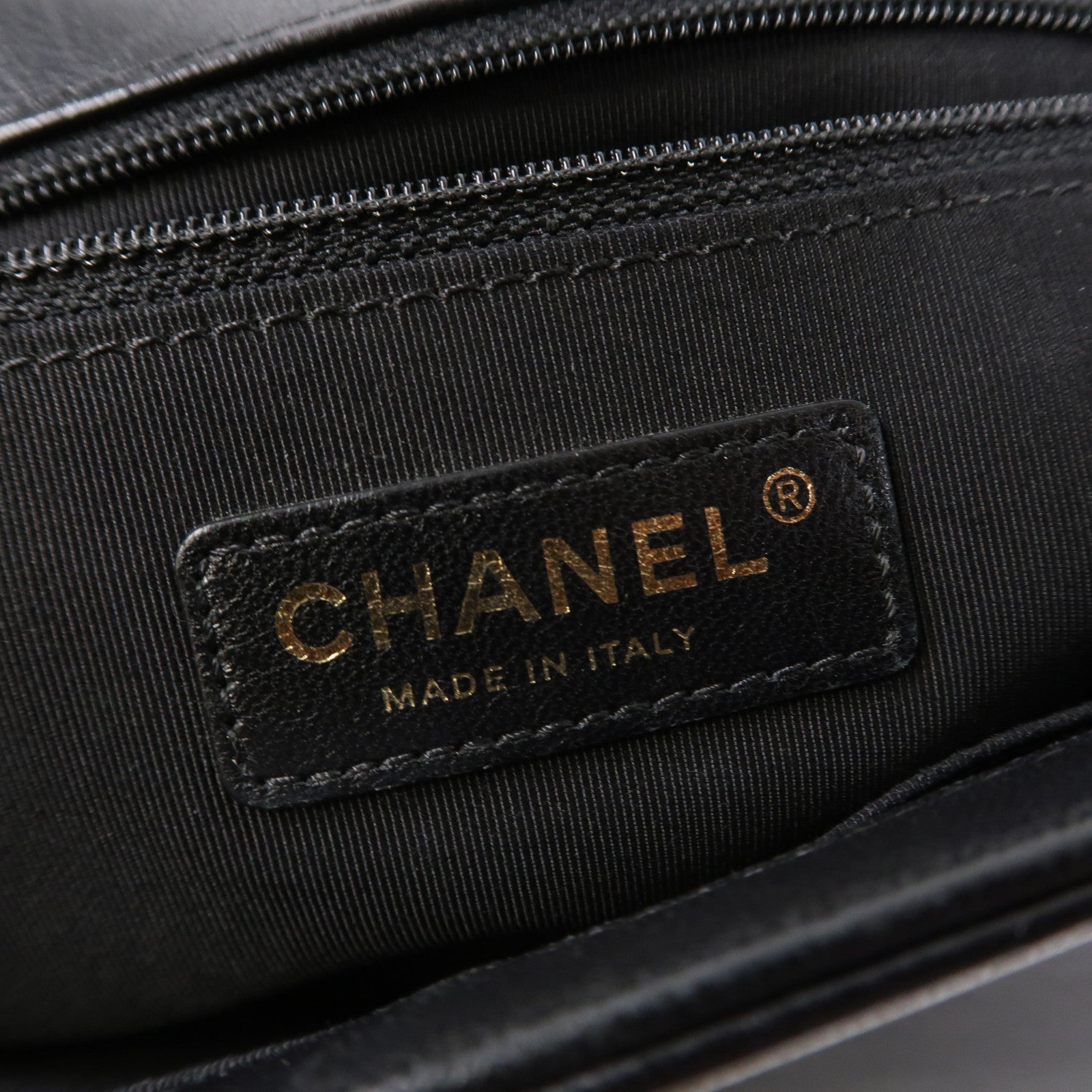 CHANEL 菱格羊皮皮革Le Boy金扣鏈帶肩背袋綠色/深藍色