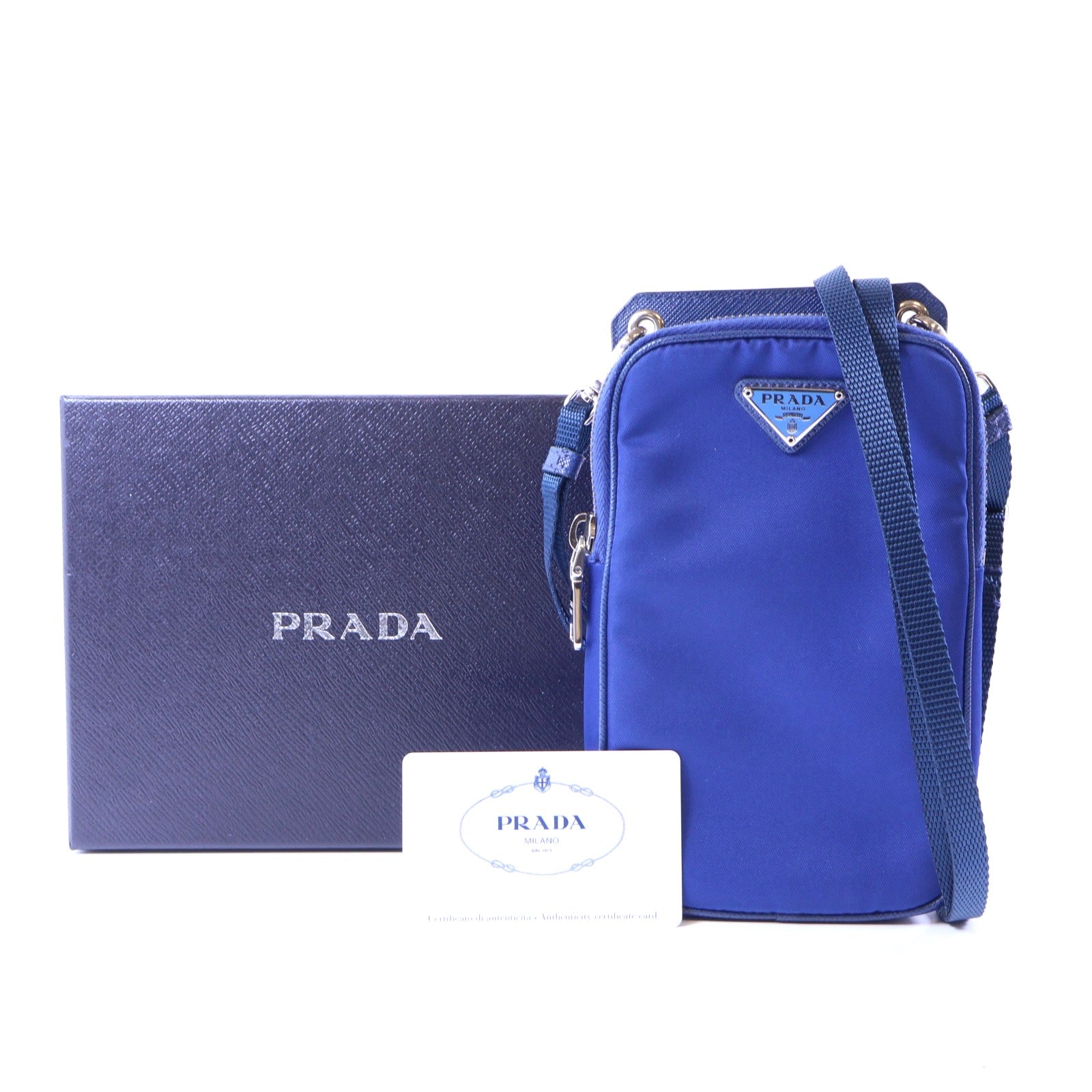 PRADA 尼龍Shoulder Bag銀扣肩背袋藍色