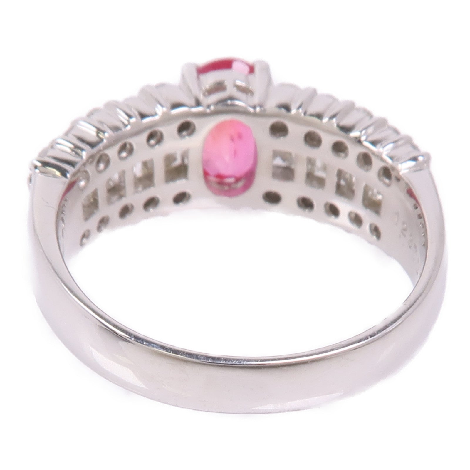 JEWELRY 【激減優惠】PT900鉑金Ruby/Diamond Ring紅寶石/鑽石戒指US#6.5