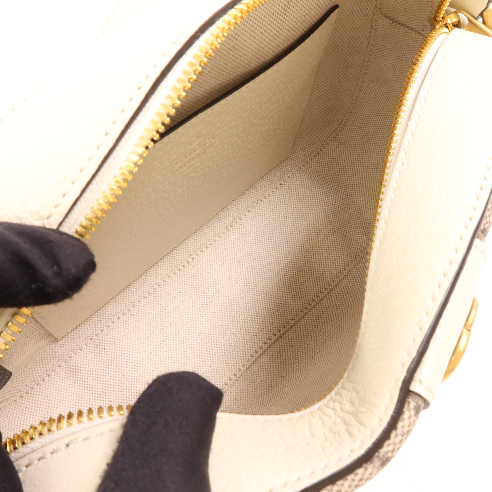 GUCCI 塗層帆布/牛皮皮革Ophidia GG金扣肩背袋