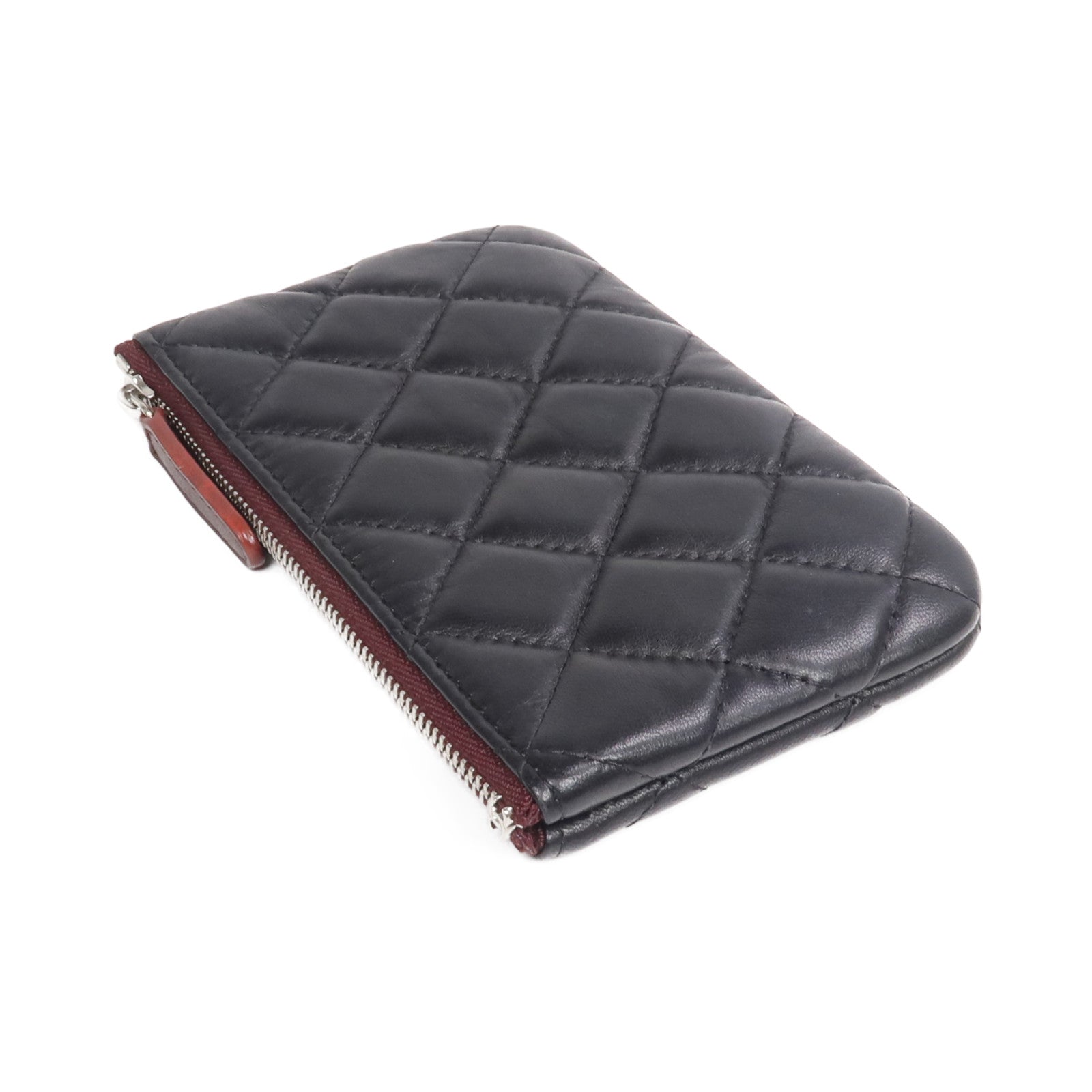 CHANEL 羊皮皮革Mini Pouch銀扣手拿包