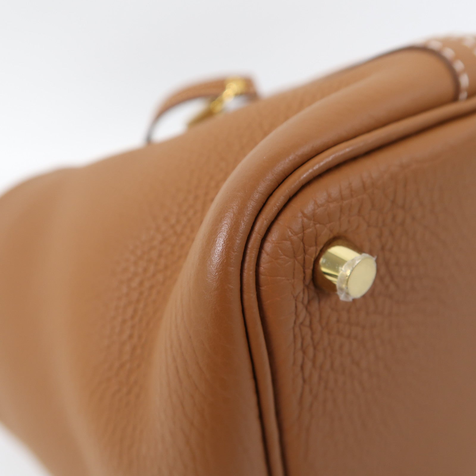 HERMES Clemence皮革Picotin PM金扣手挽袋經典駝色