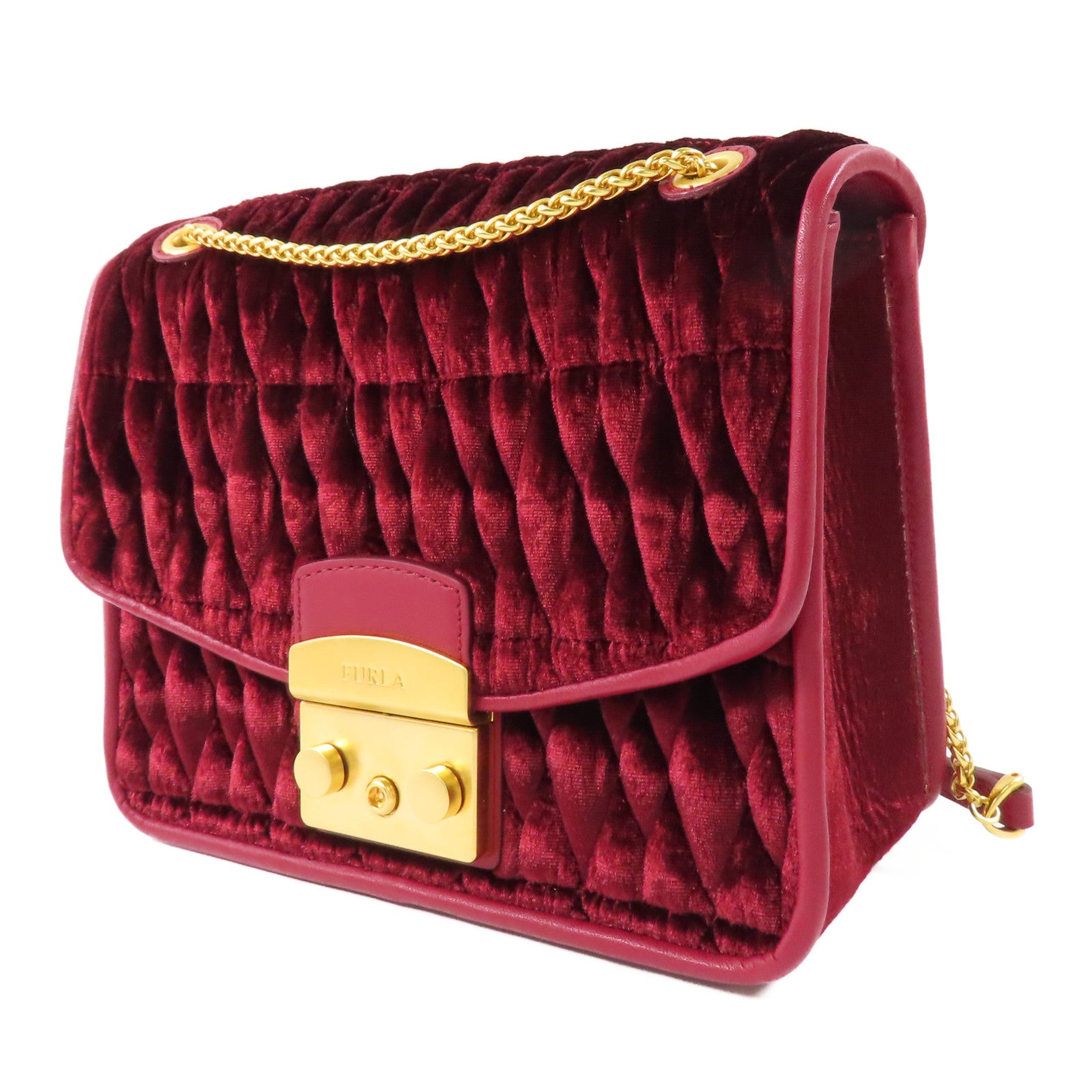 Furla 【激減優惠】天鵝絨Shoulder Bag金扣肩背袋