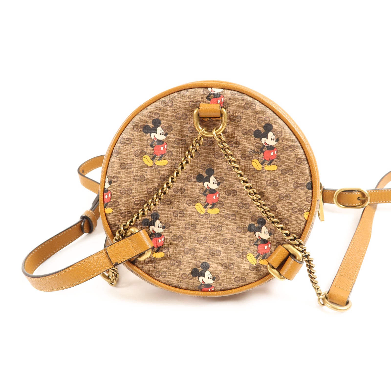 GUCCI 塗層帆布Disney GG Backpack金扣鏈帶背包