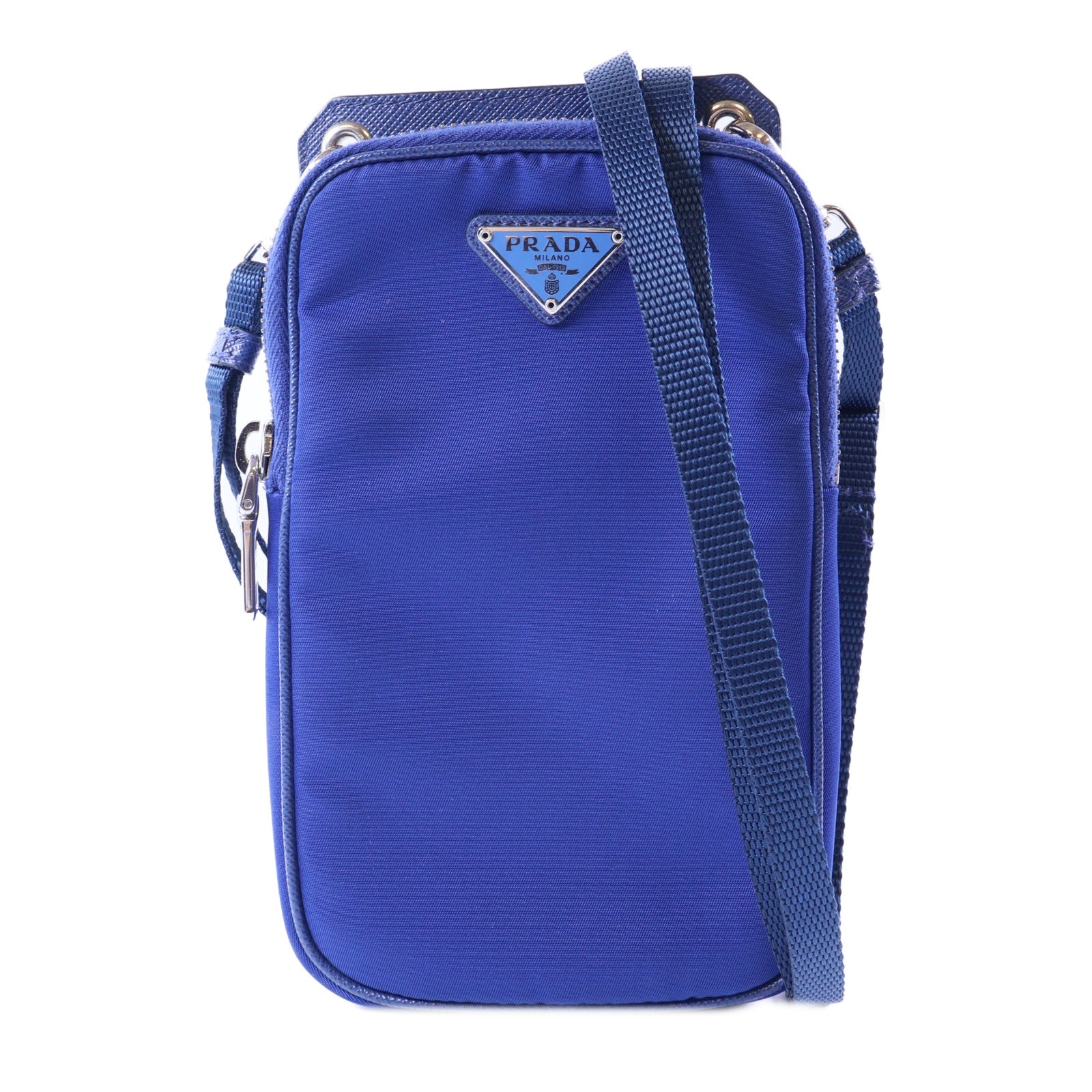 PRADA 尼龍Shoulder Bag銀扣肩背袋藍色
