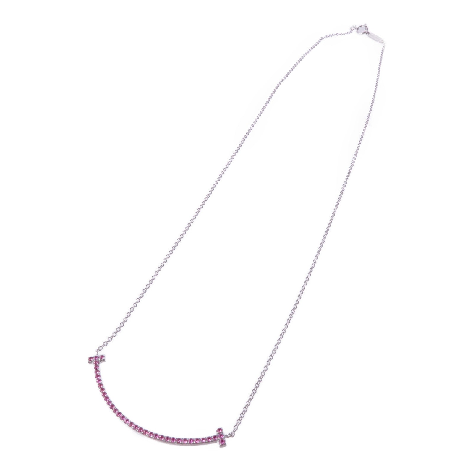 TIFFANY＆CO 【激減優惠】18K白金T Smile Pink Sapphire Necklace粉紅藍寶石項鍊